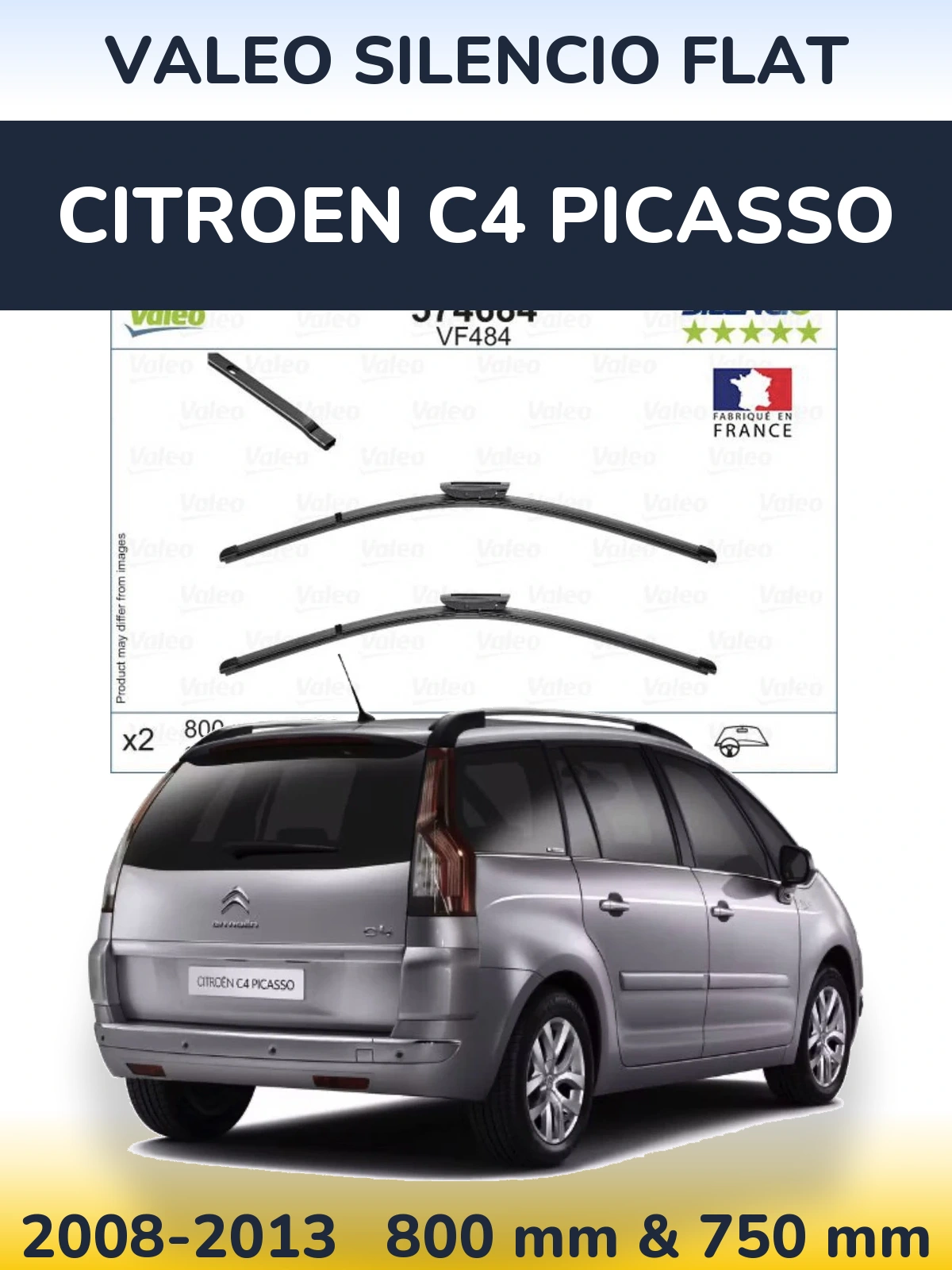 Комплект передних дворников Valeo Silencio Flat 800 & 750 мм для Citroen C4 Picasso 2008-2013