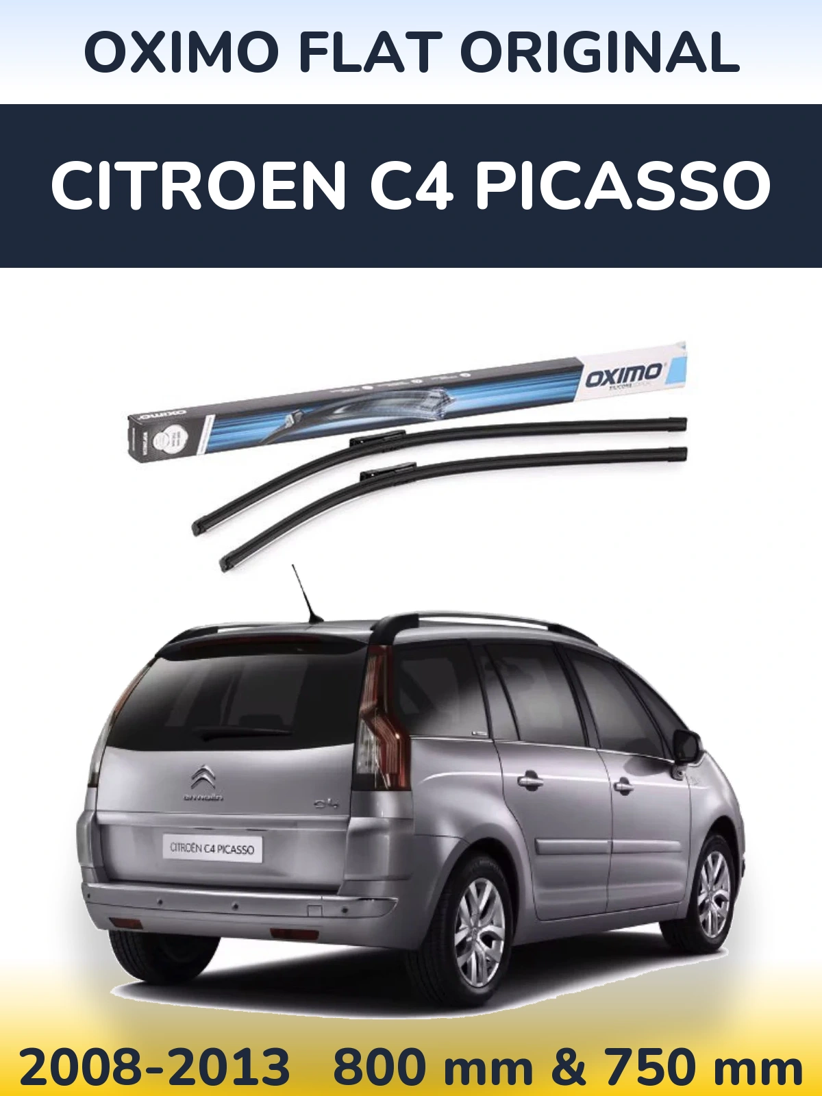 Комплект передних дворников Oximo Flat Original 800 & 750 мм для Citroen C4 Picasso 2008-2013