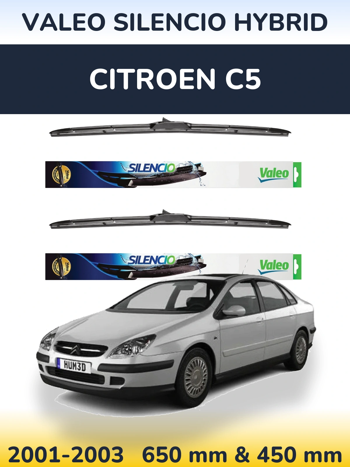 Комплект передних дворников Valeo Silencio Hybrid 650 & 450 мм для Citroen C5 2001-2003