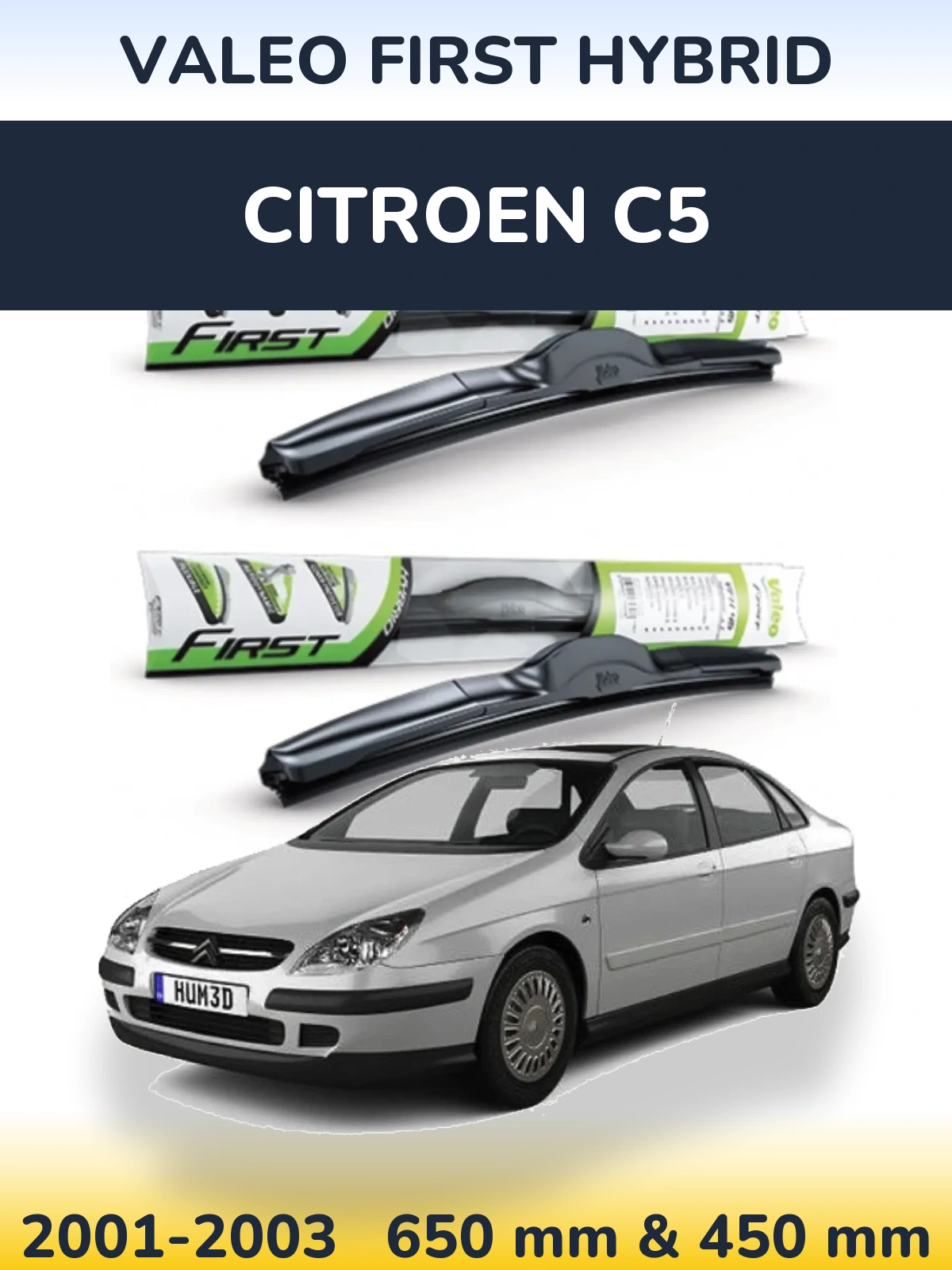 Komplet przednich wycieraczek Valeo First Hybrid 650 & 450 mm do Citroen C5 2001-2003