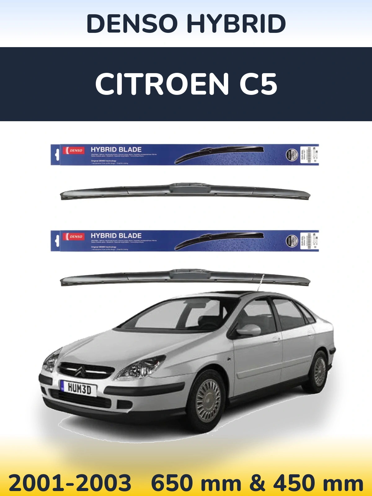 Komplet przednich wycieraczek Denso Hybrid 650 & 450 mm do Citroen C5 2001-2003