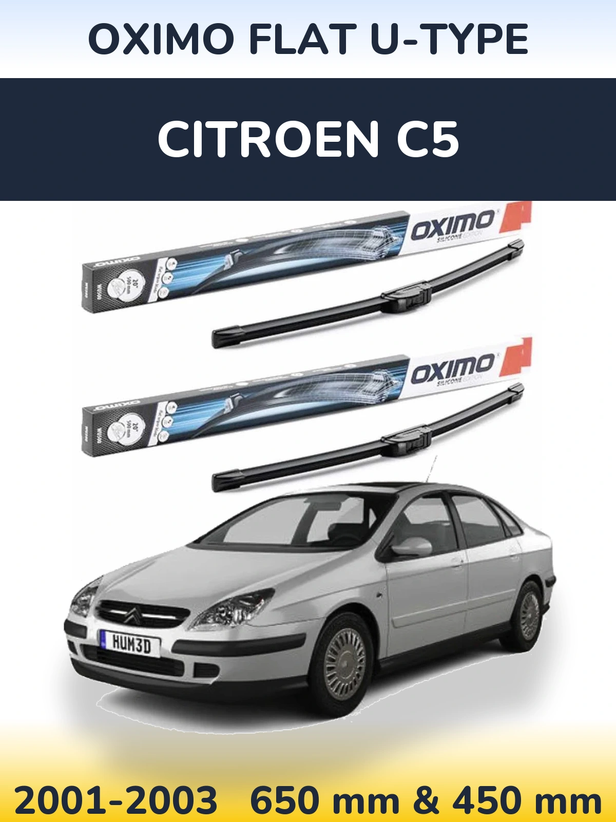 Komplet przednich wycieraczek Oximo Flat U-type 650 & 450 mm do Citroen C5 2001-2003