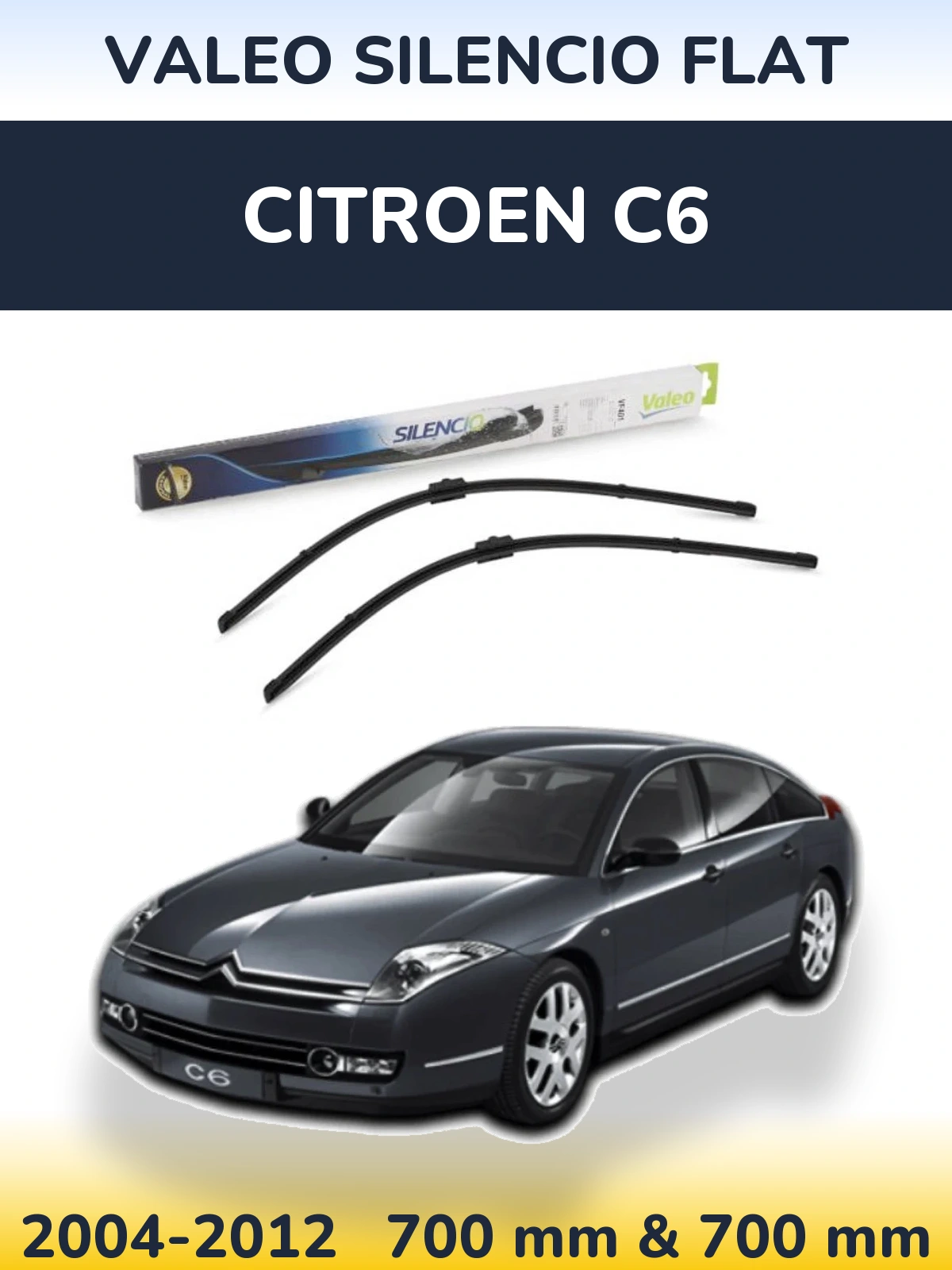 Комплект передних дворников Valeo Silencio Flat 700 & 700 мм для Citroen C6 2004-2012