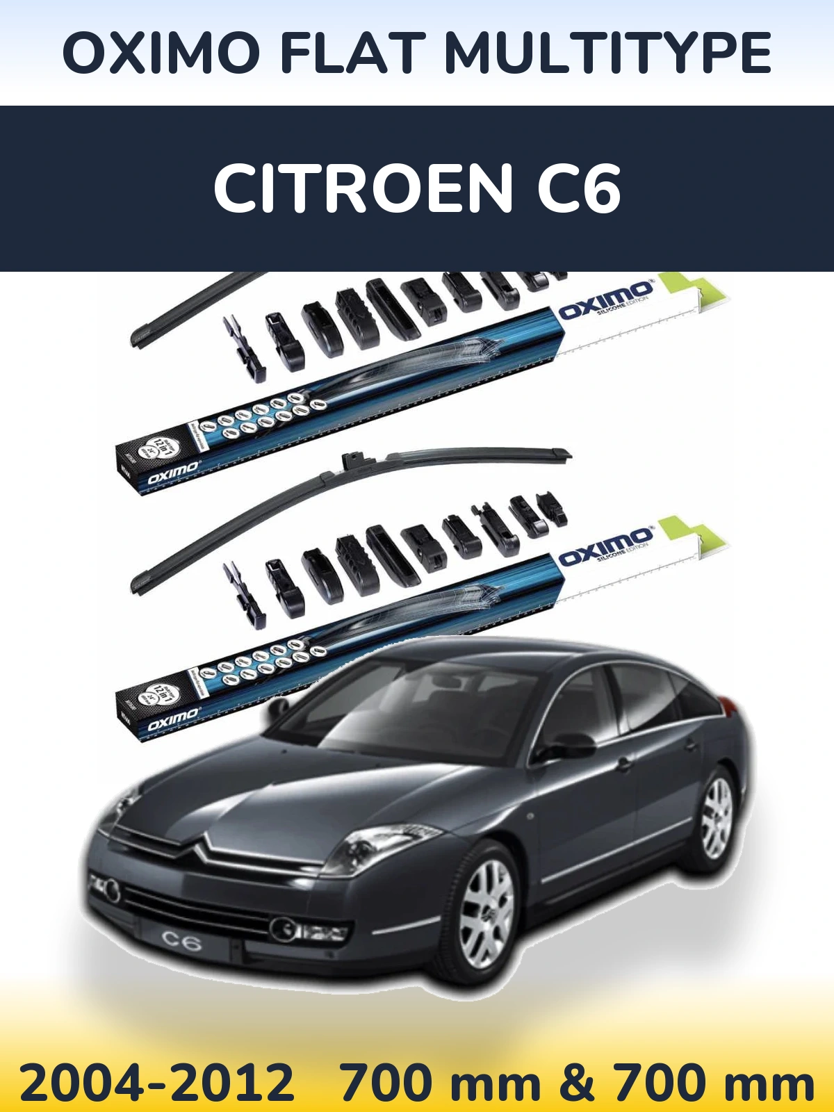 Комплект передних дворников Oximo Flat MultiТипe 700 & 700 мм для Citroen C6 2004-2012