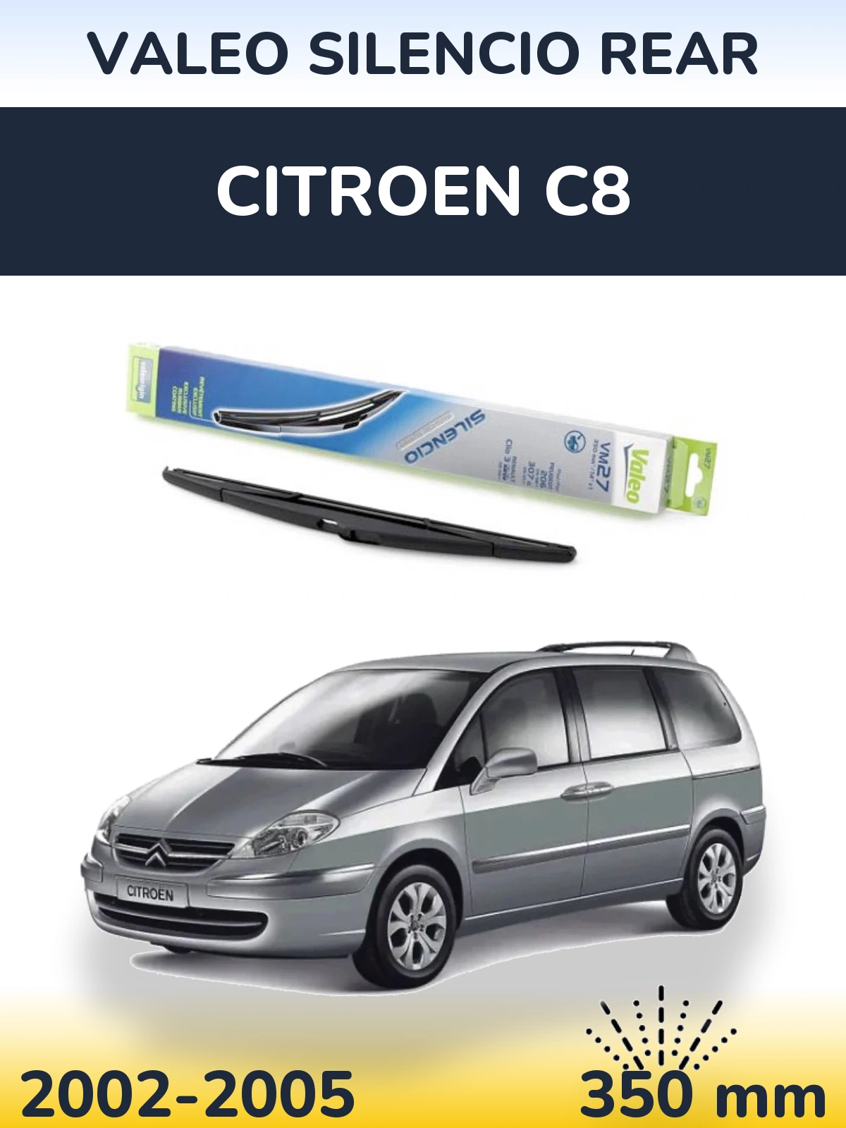 Задний дворник Valeo Silencio Rear 350 мм для Citroen C8 2002-2005