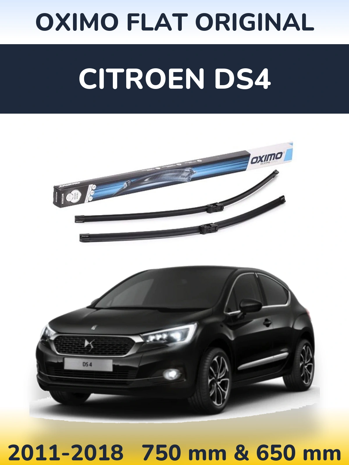 Komplet przednich wycieraczek Oximo Flat Original 750 & 650 mm do Citroen DS4 2011-2018