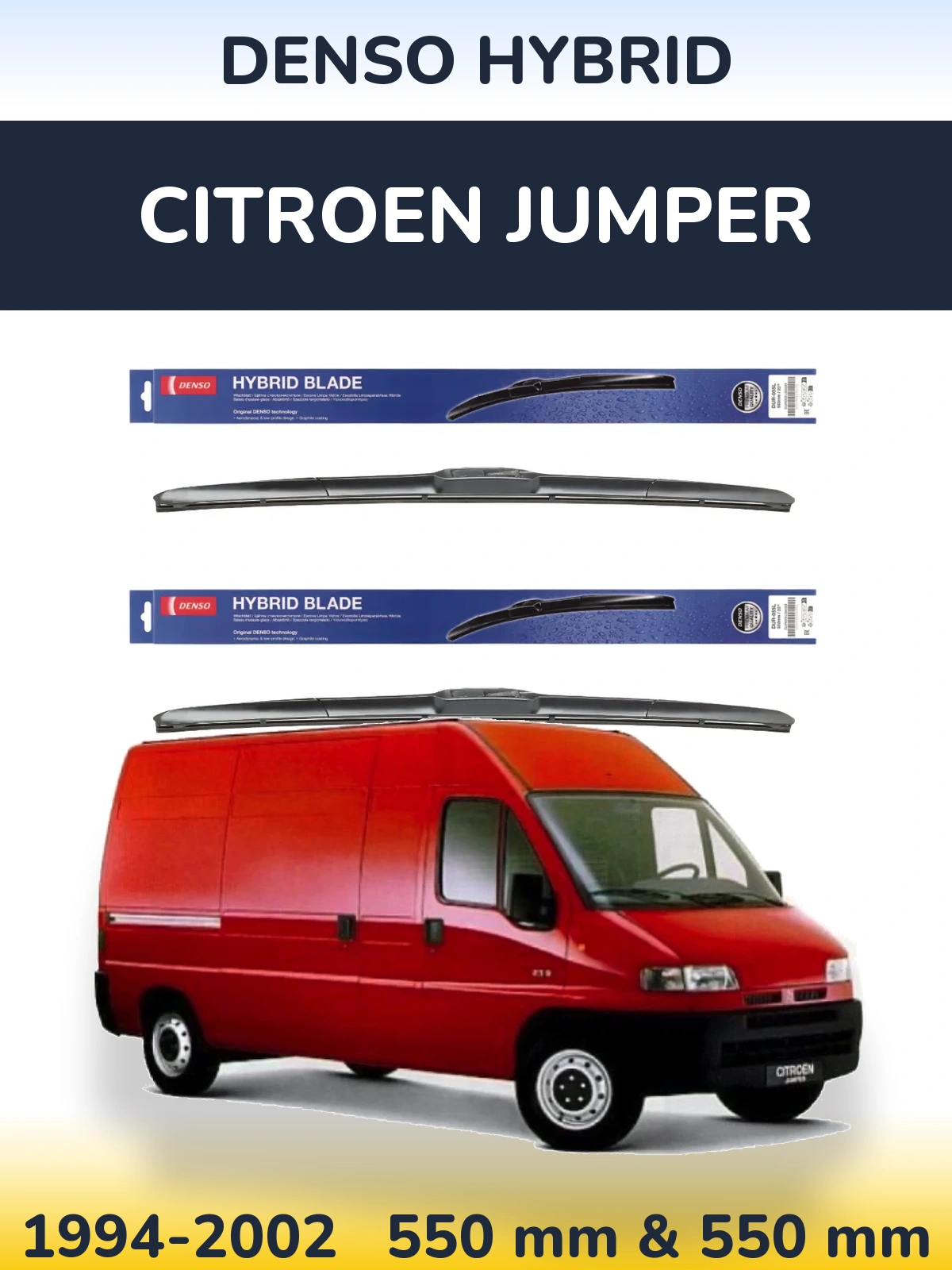 Комплект передніх щіток Denso Hybrid 550 & 550 мм для Citroen Jumper 1994-2002