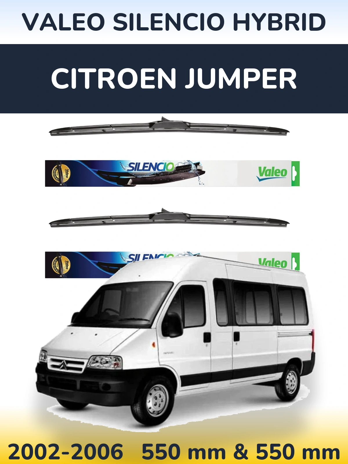 Комплект передних дворников Valeo Silencio Hybrid 550 & 550 мм для Citroen Jumper 2002-2006