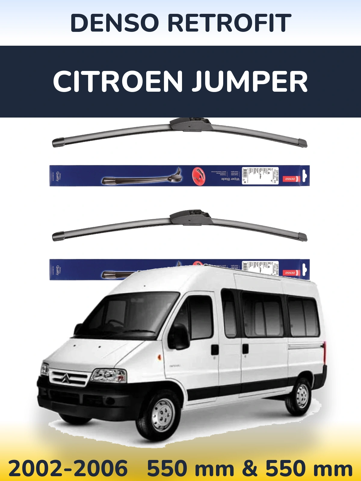 Komplet przednich wycieraczek Denso Retrofit 550 & 550 mm do Citroen Jumper 2002-2006