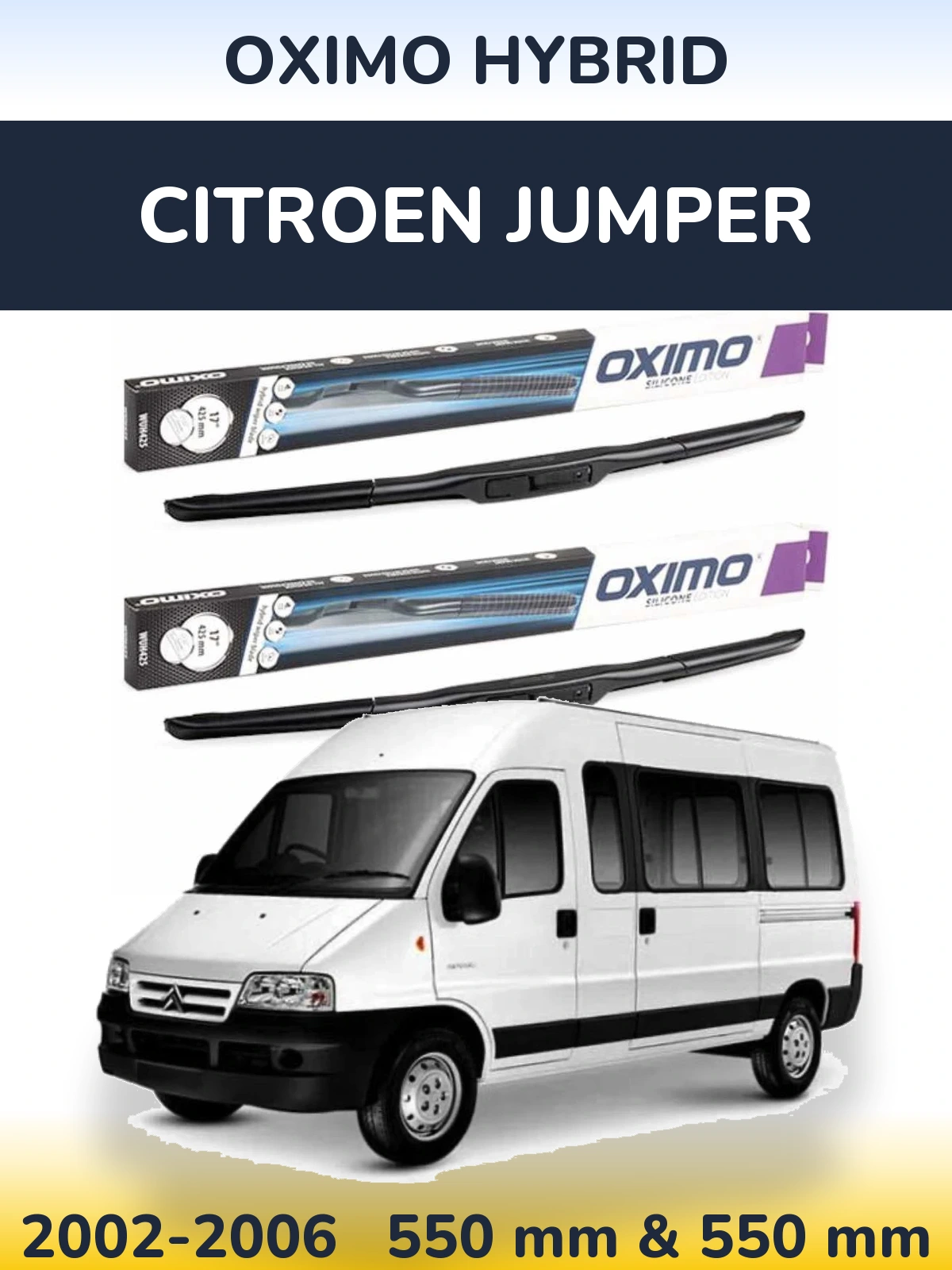 Комплект передних дворников Oximo Hybrid 550 & 550 мм для Citroen Jumper 2002-2006