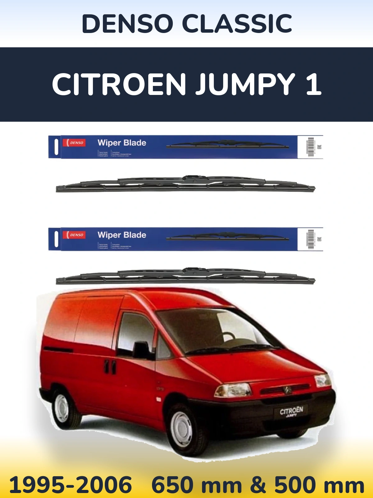 Komplet przednich wycieraczek Denso Classic 650 & 500 mm do Citroen Jumpy 1 1995-2006