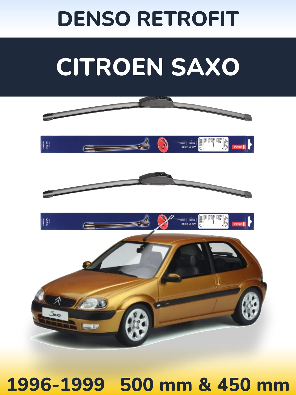 Комплект передних дворников Denso Retrofit 500 & 450 мм для Citroen Saxo 1996-1999