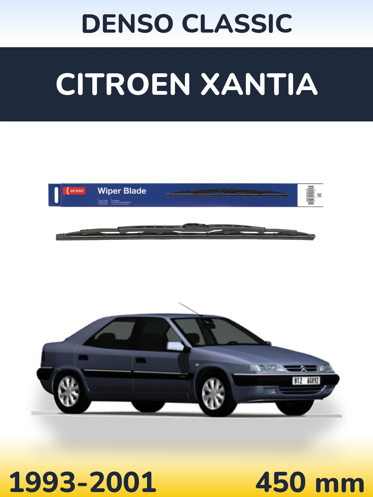 Rear wiper blade Denso Classic 450 mm for Citroen Xantia 1993-2001