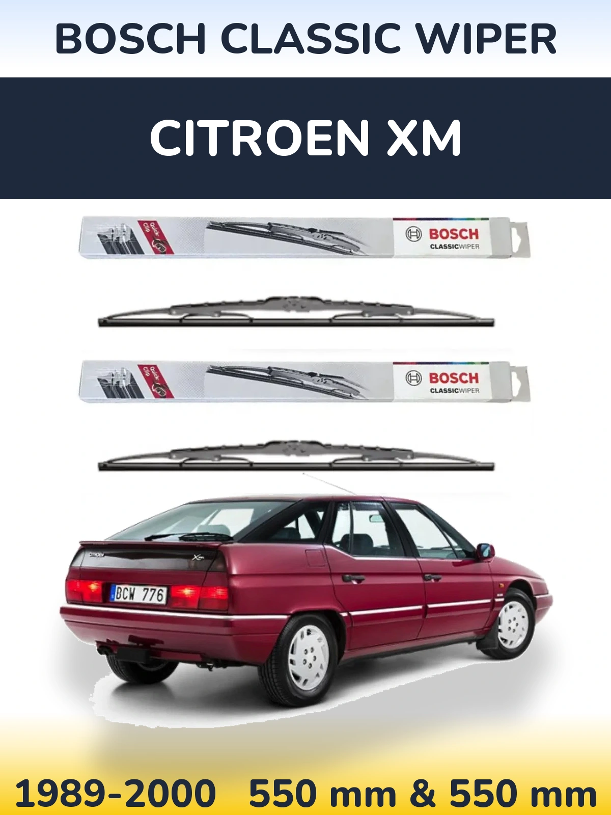 Комплект передніх щіток BOSCH Classic Wiper 550 & 550 мм для Citroen XM 1989-2000