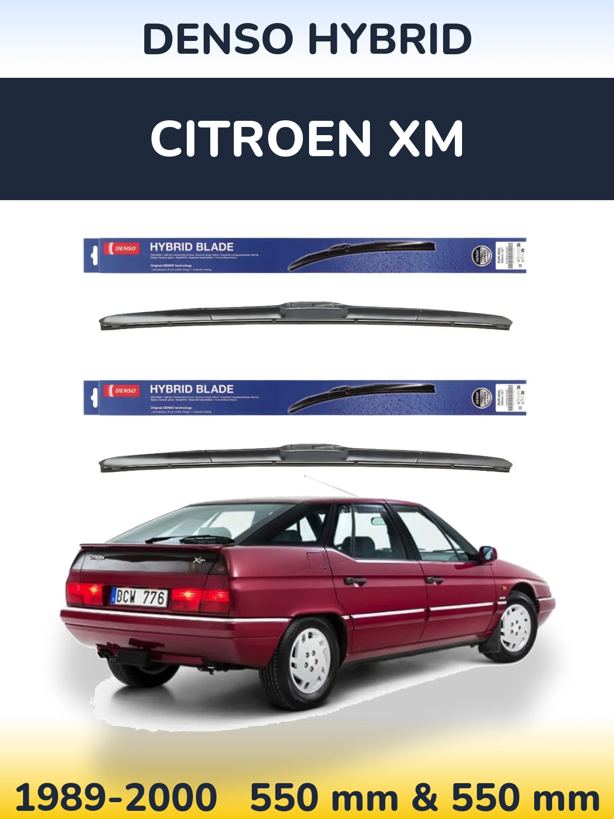 Комплект передних дворников Denso Hybrid 550 & 550 мм для Citroen XM 1989-2000