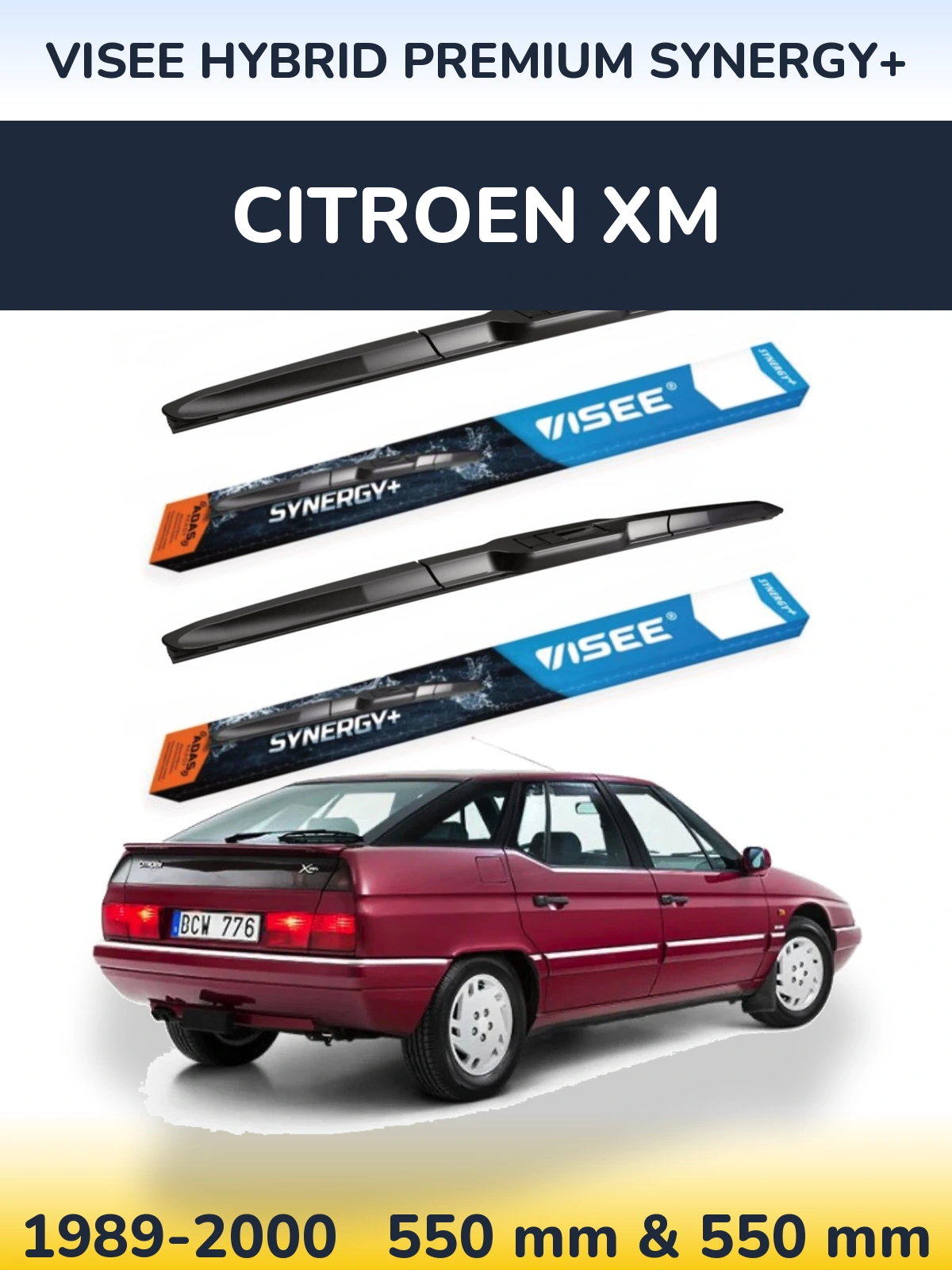 Комплект передних дворников VISEE HYBRID PREMIUM SYNERGY+ 550 & 550 мм для Citroen XM 1989-2000
