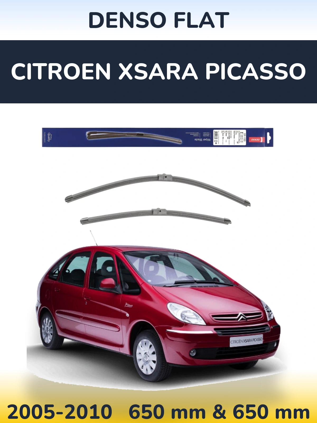 Komplet przednich wycieraczek Denso Flat 650 & 650 mm do Citroen Xsara Picasso 2005-2010