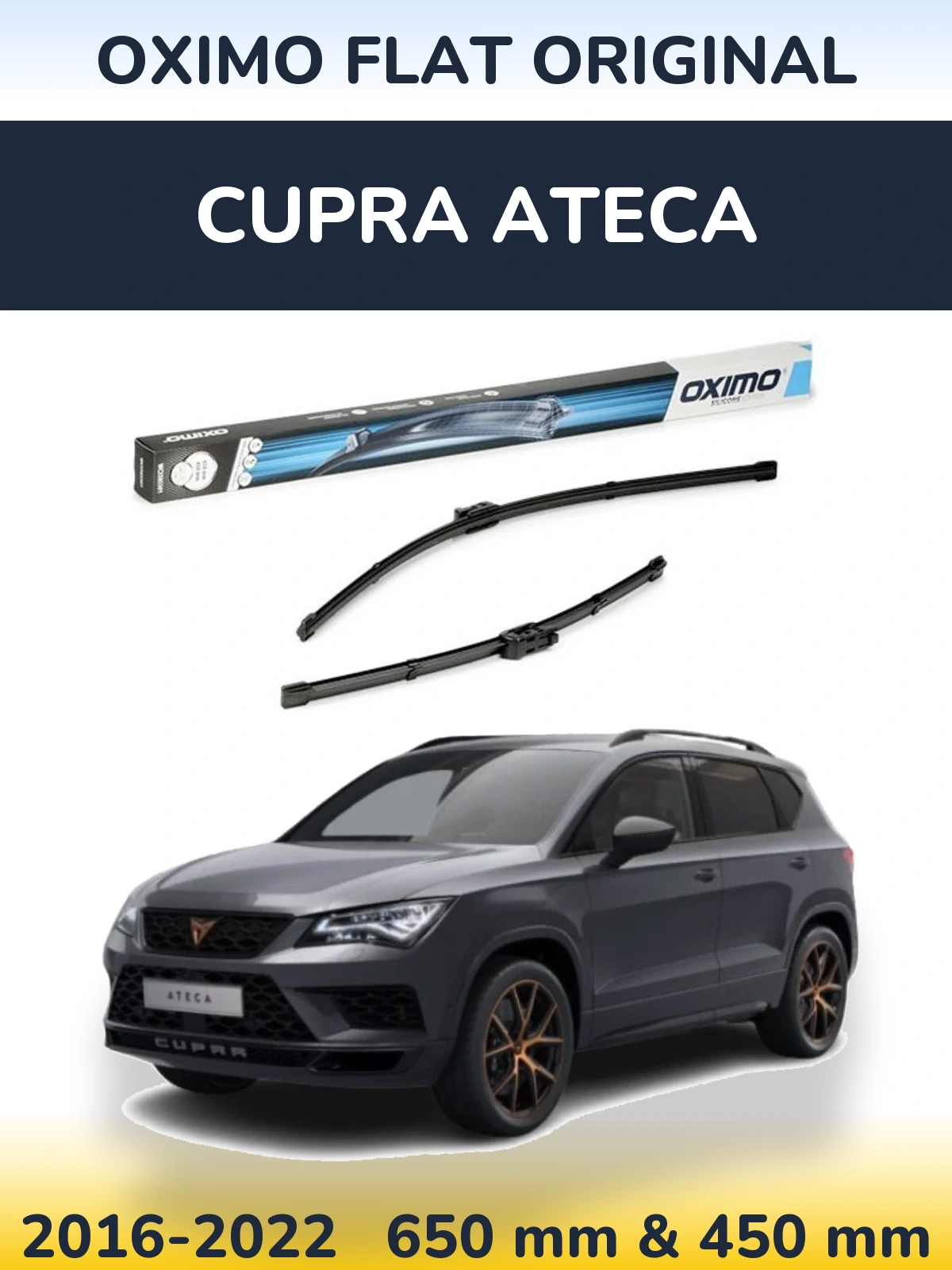 Komplet przednich wycieraczek Oximo Flat Original 650 & 450 mm do Cupra Ateca 2016-2022