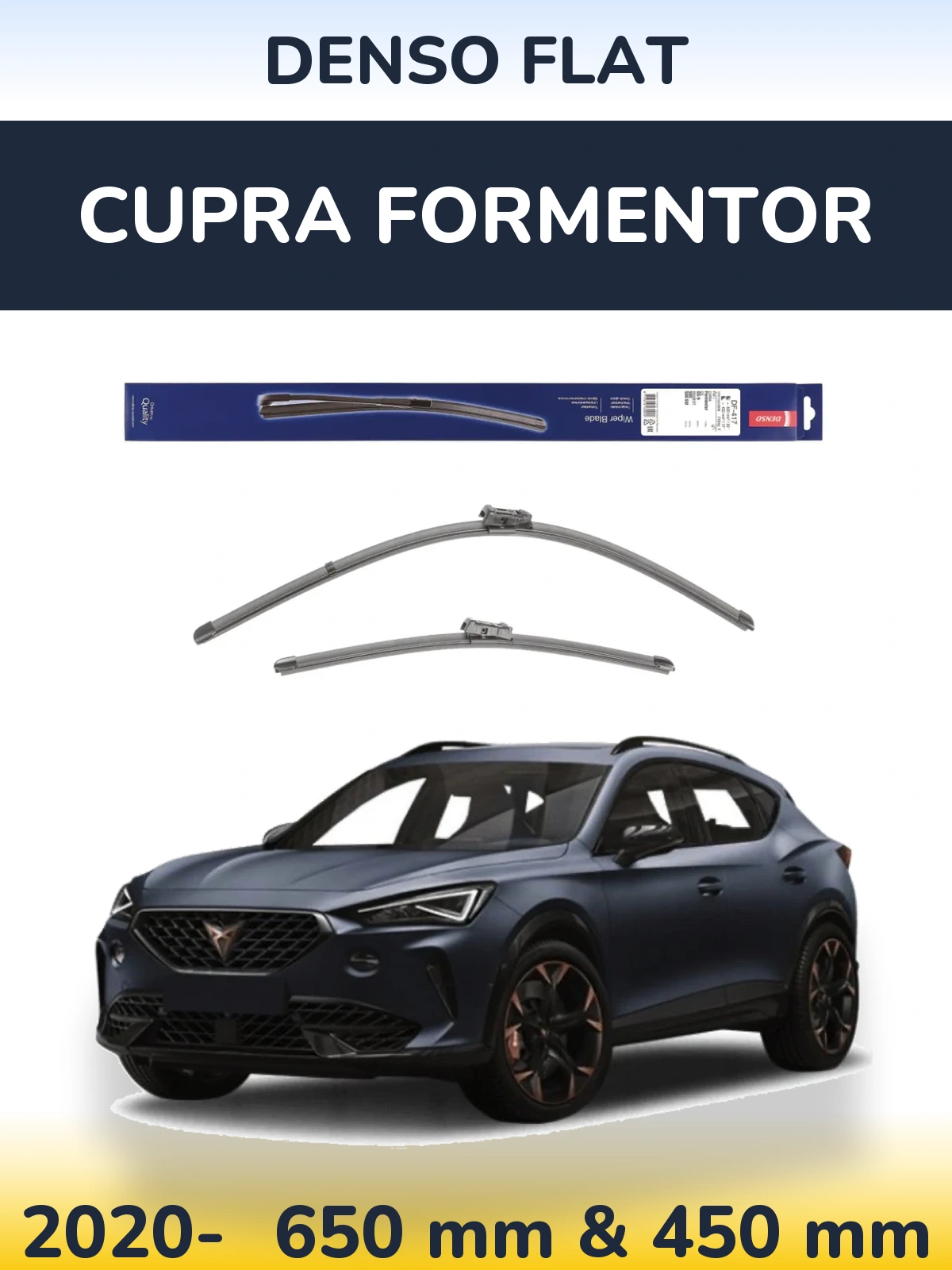 Front wiper blade set Denso Flat 650 & 450 mm for Cupra Formentor 2020-2026