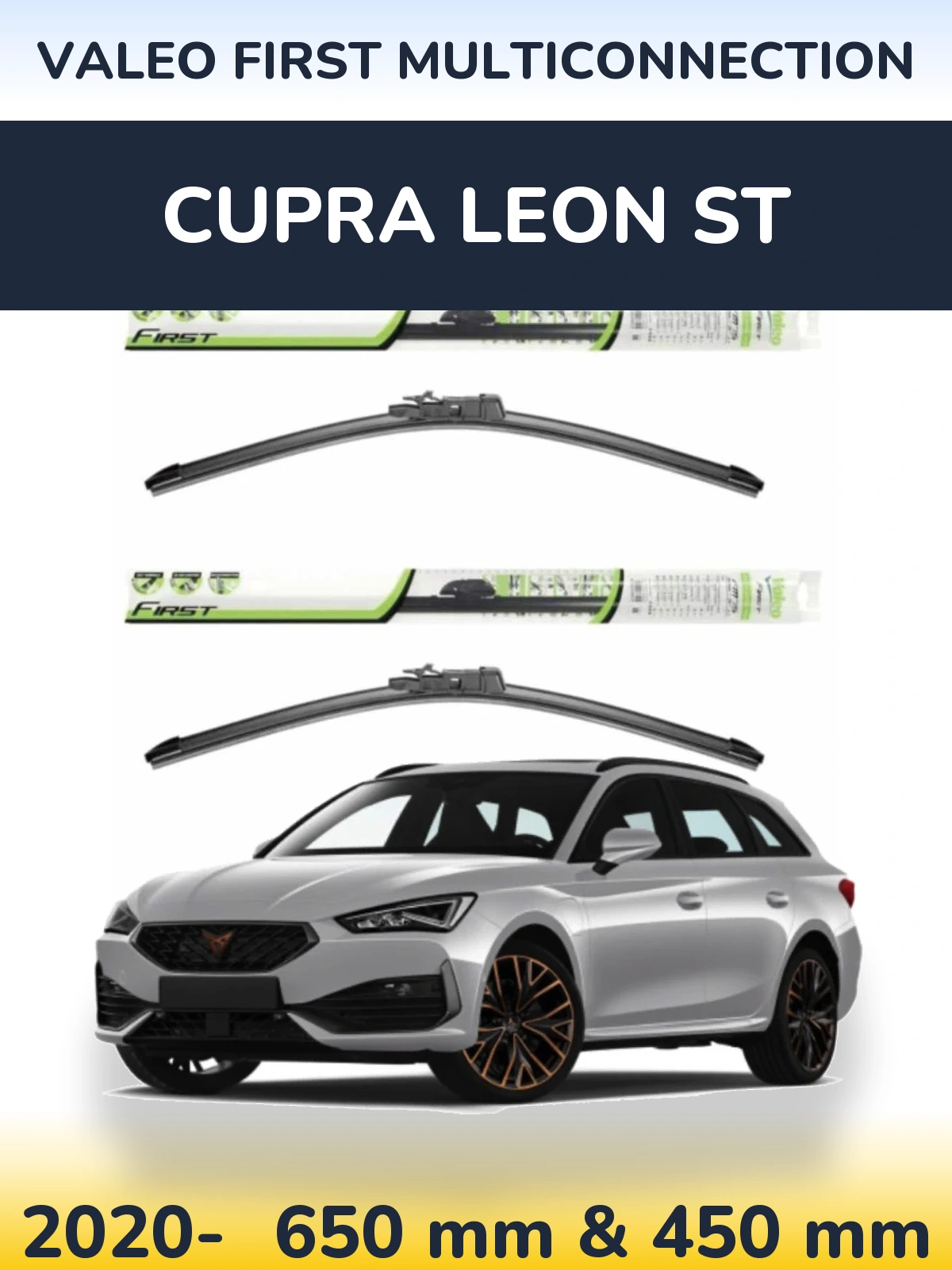 Komplet przednich wycieraczek Valeo First MultiConnection 650 & 450 mm do Cupra Leon ST 2020-2026
