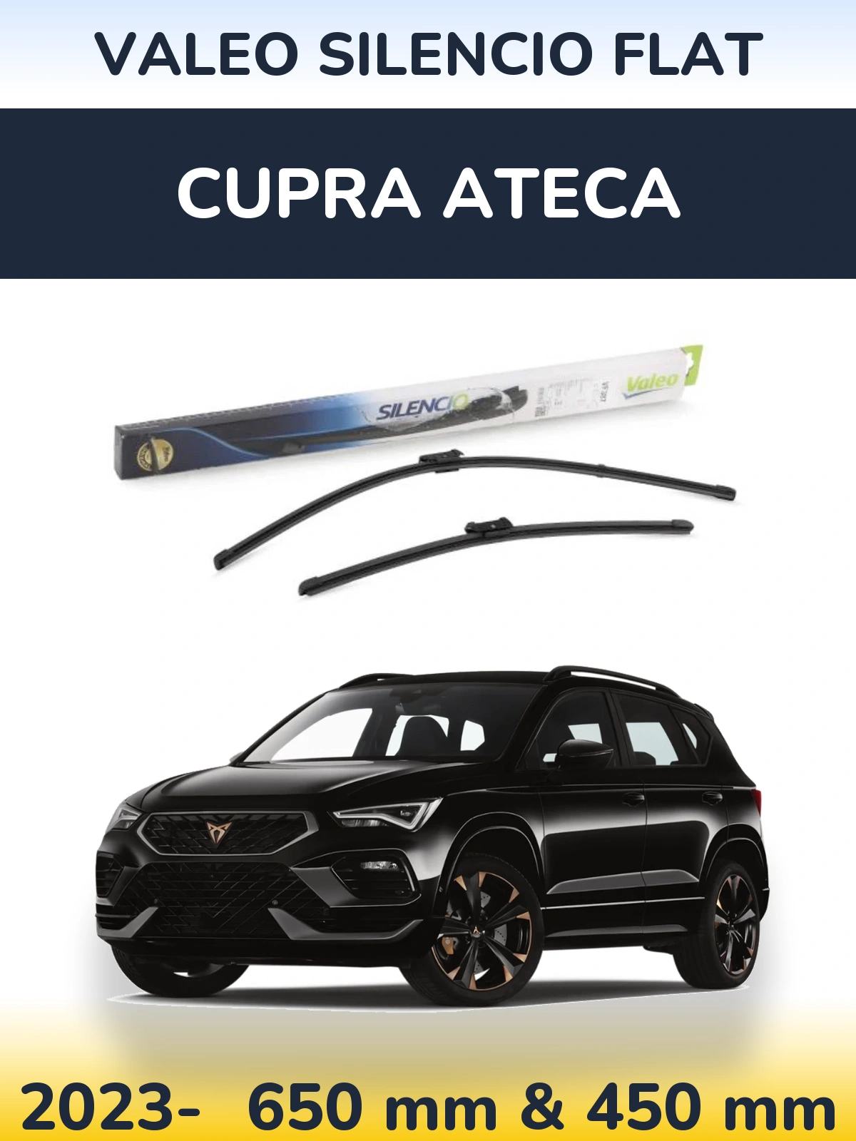 Комплект передних дворников Valeo Silencio Flat 650 & 450 мм для Cupra Ateca 2023-2026