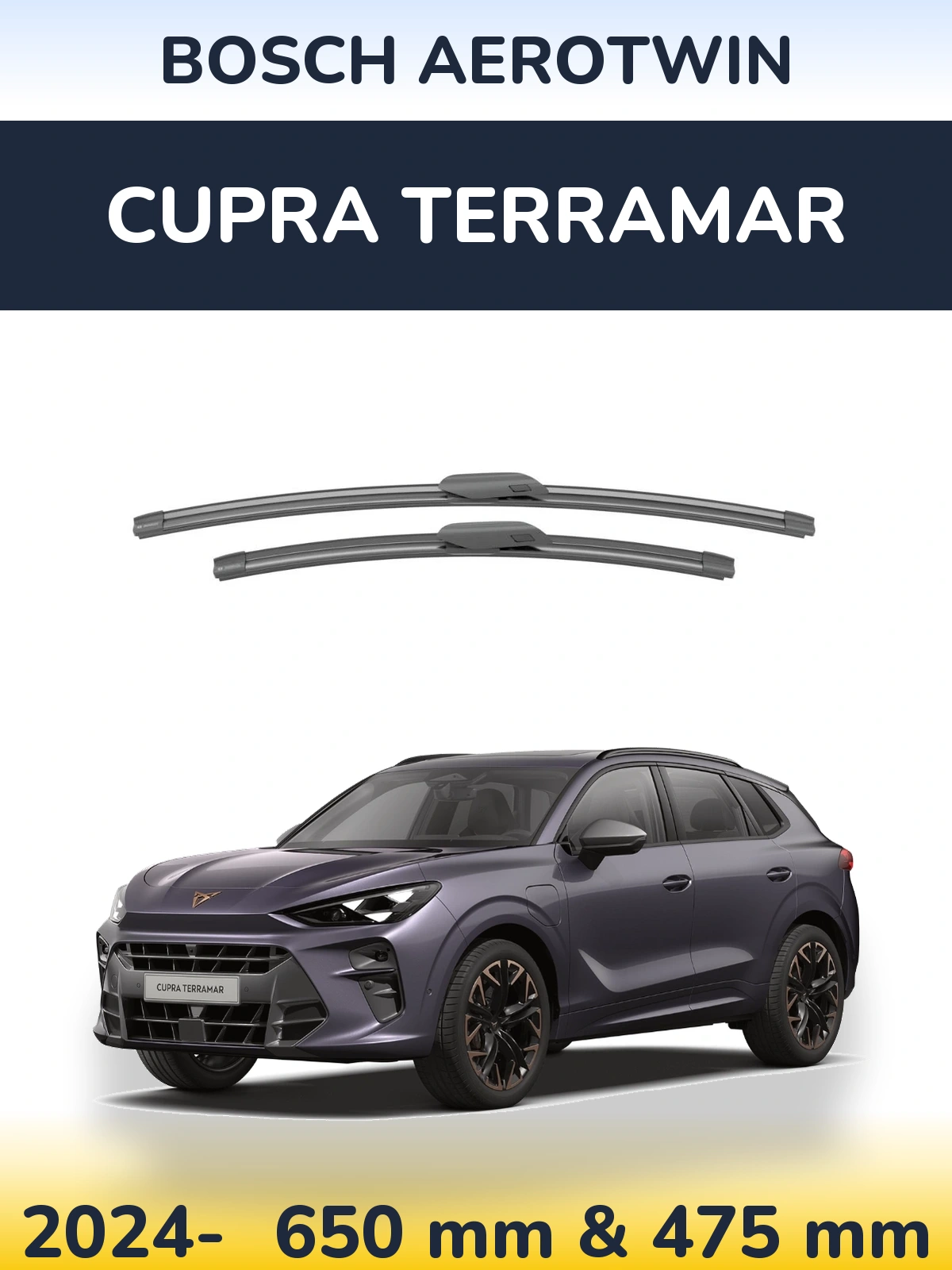 Комплект передніх щіток BOSCH AeroTwin 650 & 475 мм для Cupra Terramar 2024-2026