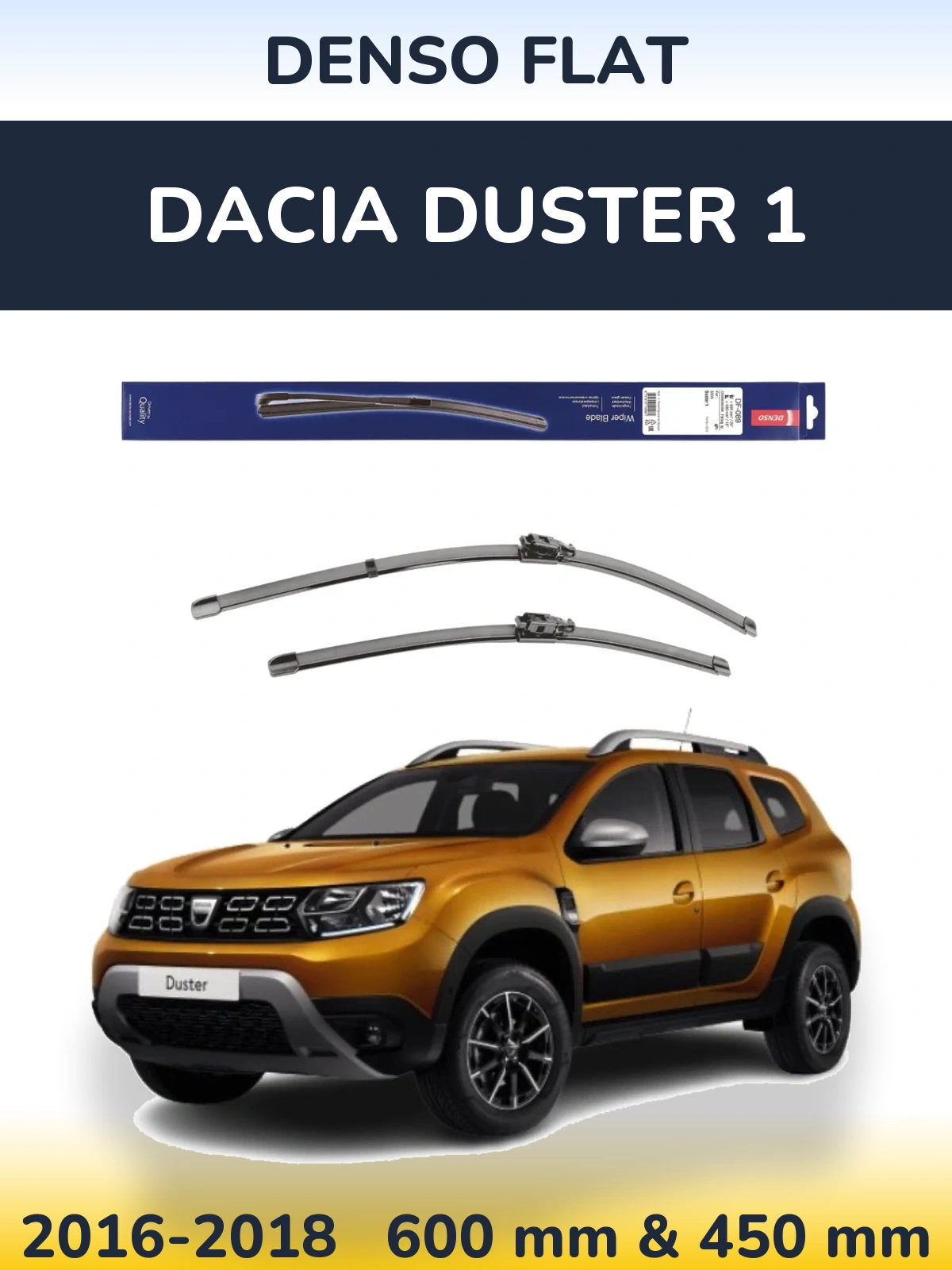 Комплект передних дворников Denso Flat 600 & 450 мм для Dacia Duster 1 2016-2018