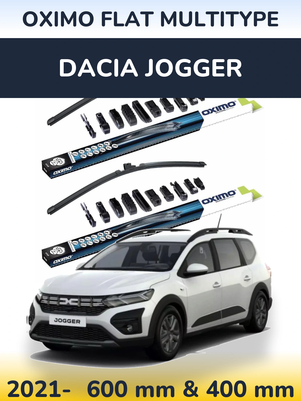 Komplet przednich wycieraczek Oximo Flat MultiType 600 & 400 mm do Dacia Jogger 2021-2026