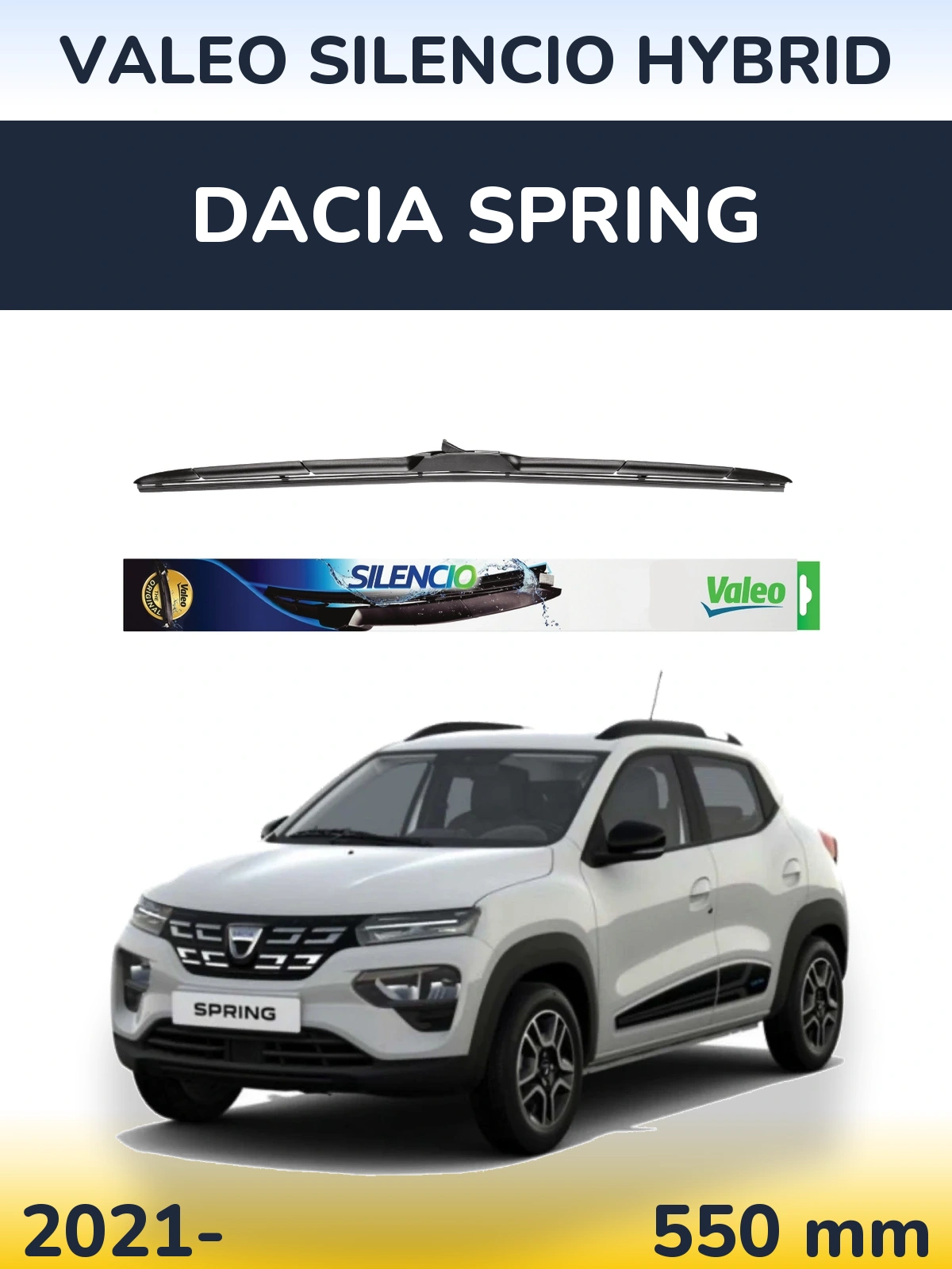Передний дворник Valeo Silencio Hybrid 550 мм для Dacia Spring 2021-2026