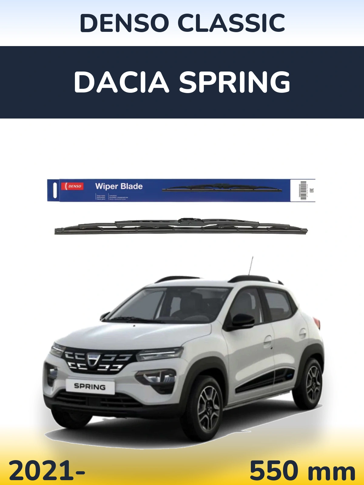 Front wiper blade Denso Classic 550 mm for Dacia Spring 2021-2026