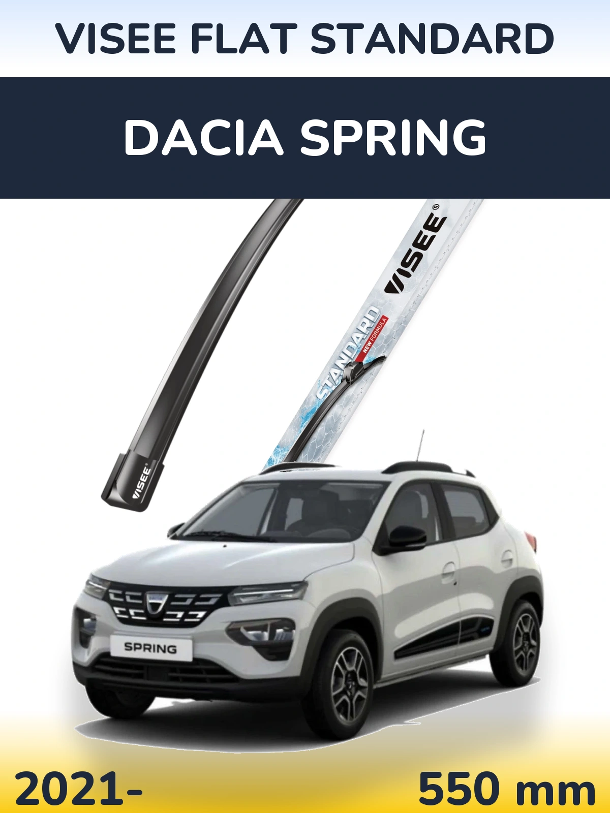 Передня щітка VISEE FLAT STANDARD 550 мм для Dacia Spring 2021-2026