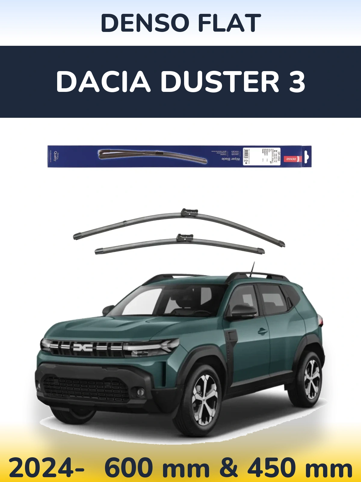 Комплект передних дворников Denso Flat 600 & 450 мм для Dacia Duster 3 2024-2026