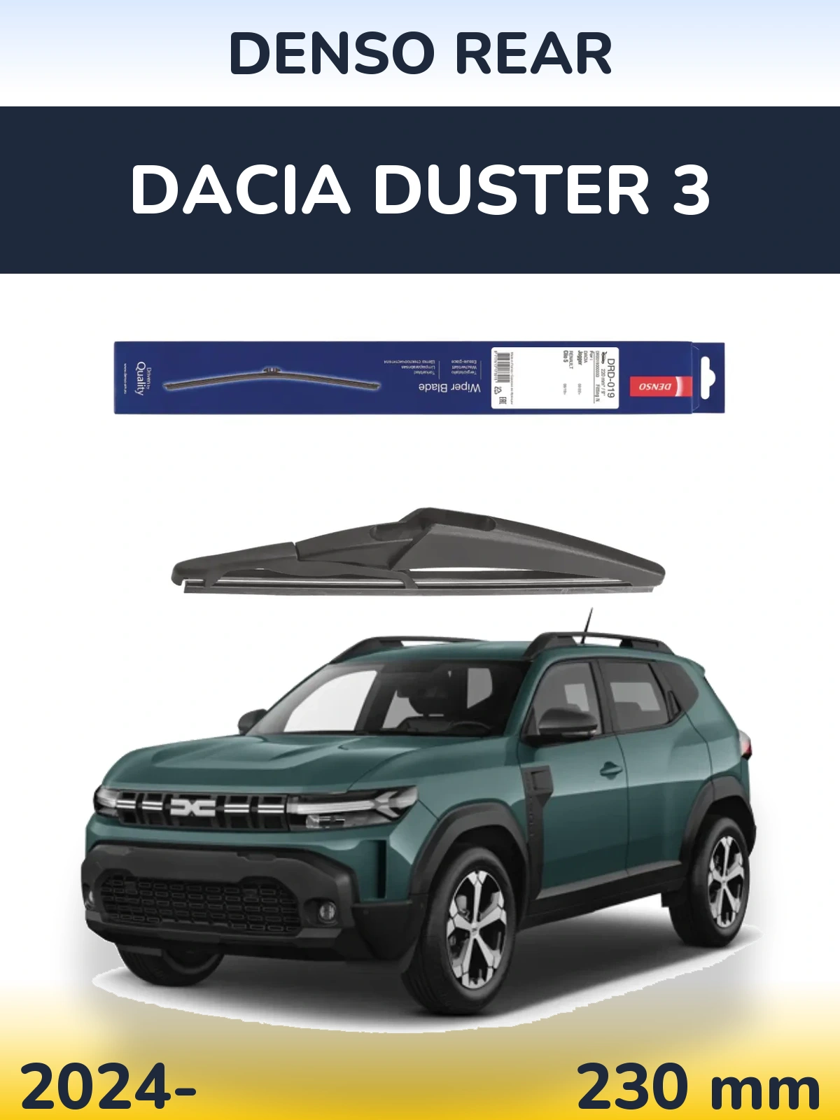 Rear wiper blade Denso Rear 230 mm for Dacia Duster 3 2024-2026