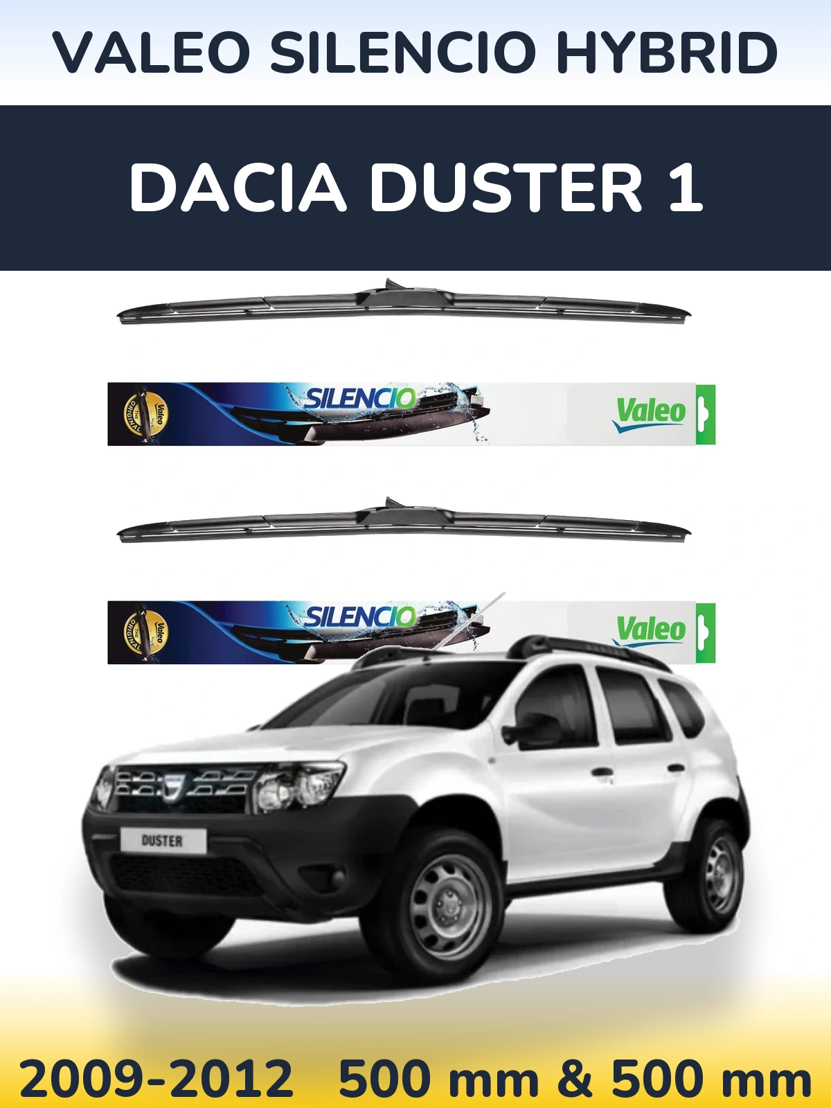 Комплект передних дворников Valeo Silencio Hybrid 500 & 500 мм для Dacia Duster 1 2009-2012