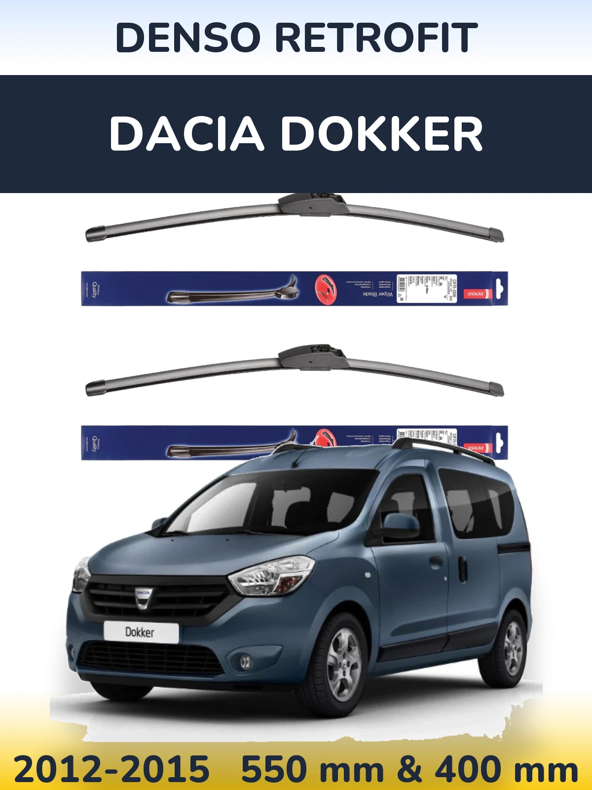 Комплект передних дворников Denso Retrofit 550 & 400 мм для Dacia Dokker 2012-2015