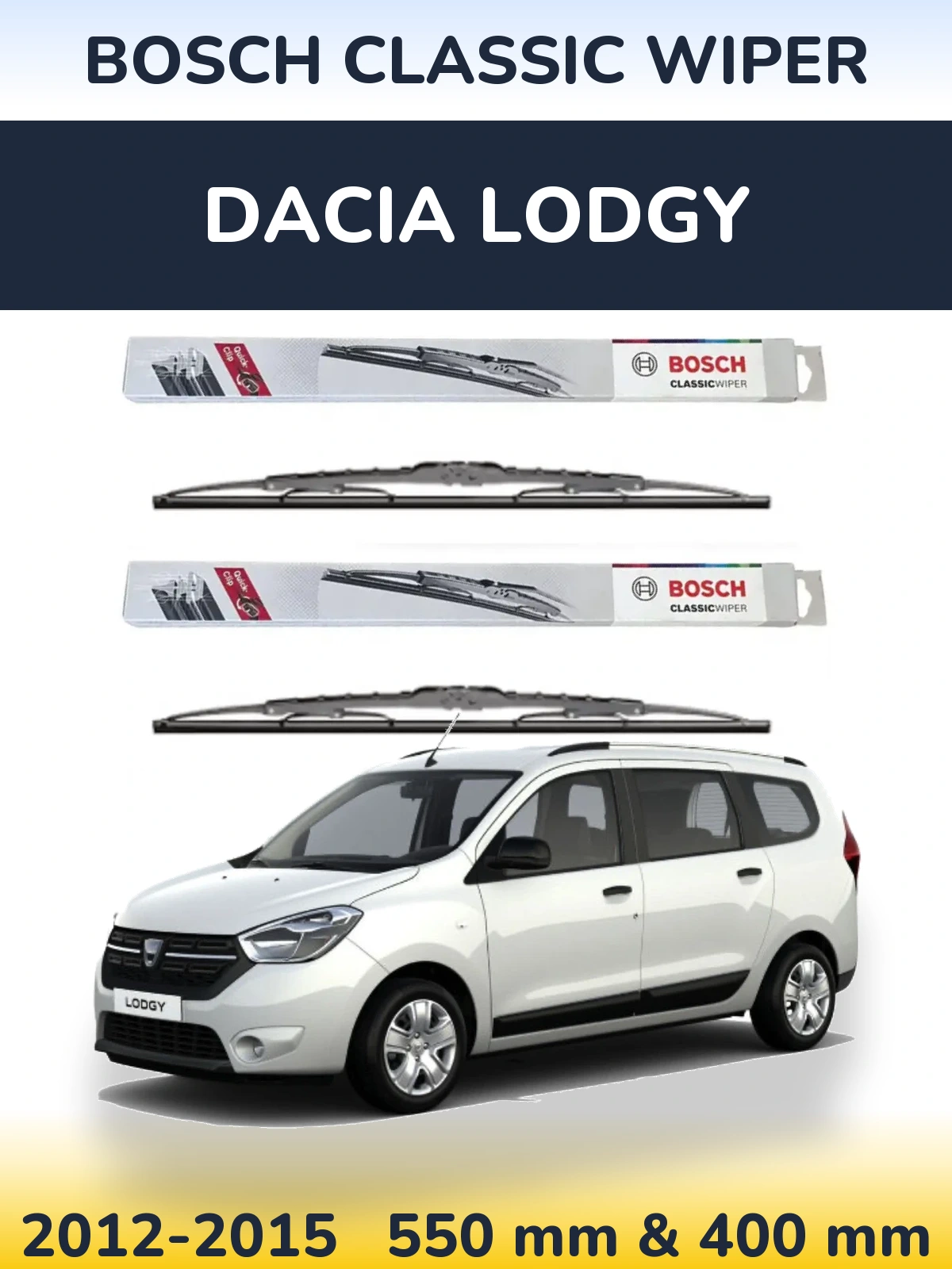 Komplet przednich wycieraczek BOSCH Classic Wiper 550 & 400 mm do Dacia Lodgy 2012-2015