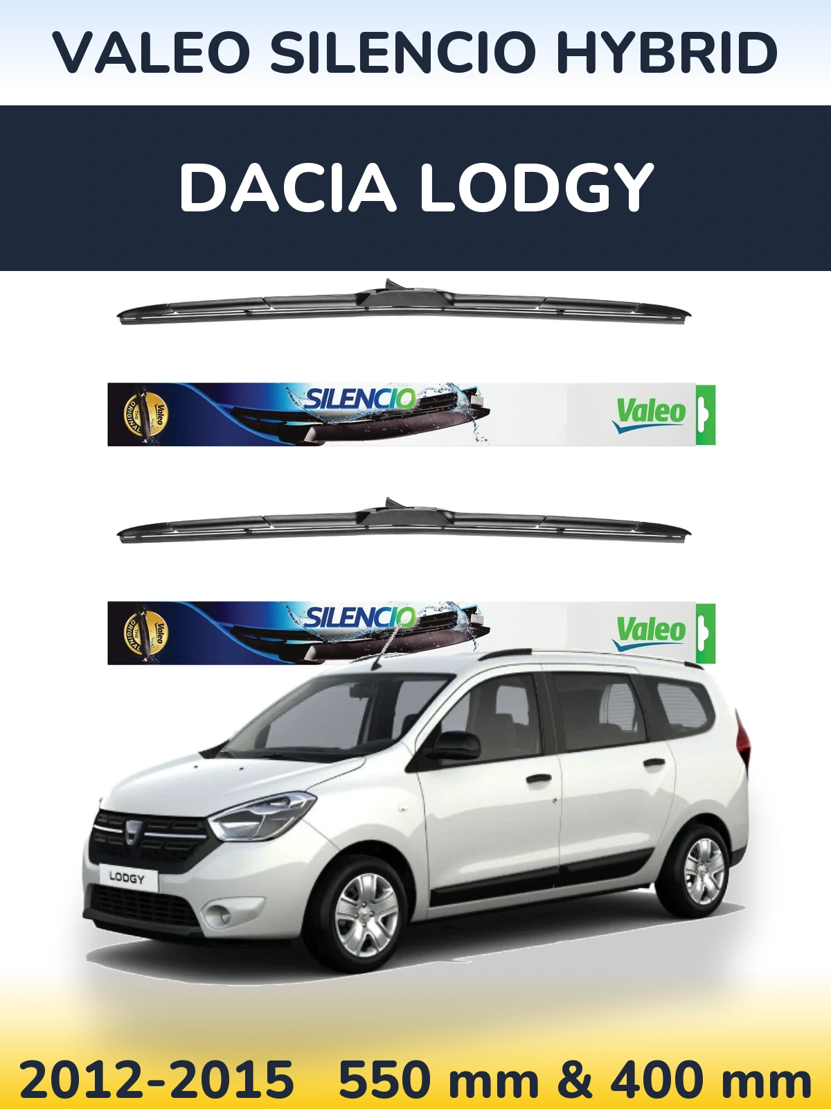 Комплект передних дворников Valeo Silencio Hybrid 550 & 400 мм для Dacia Lodgy 2012-2015