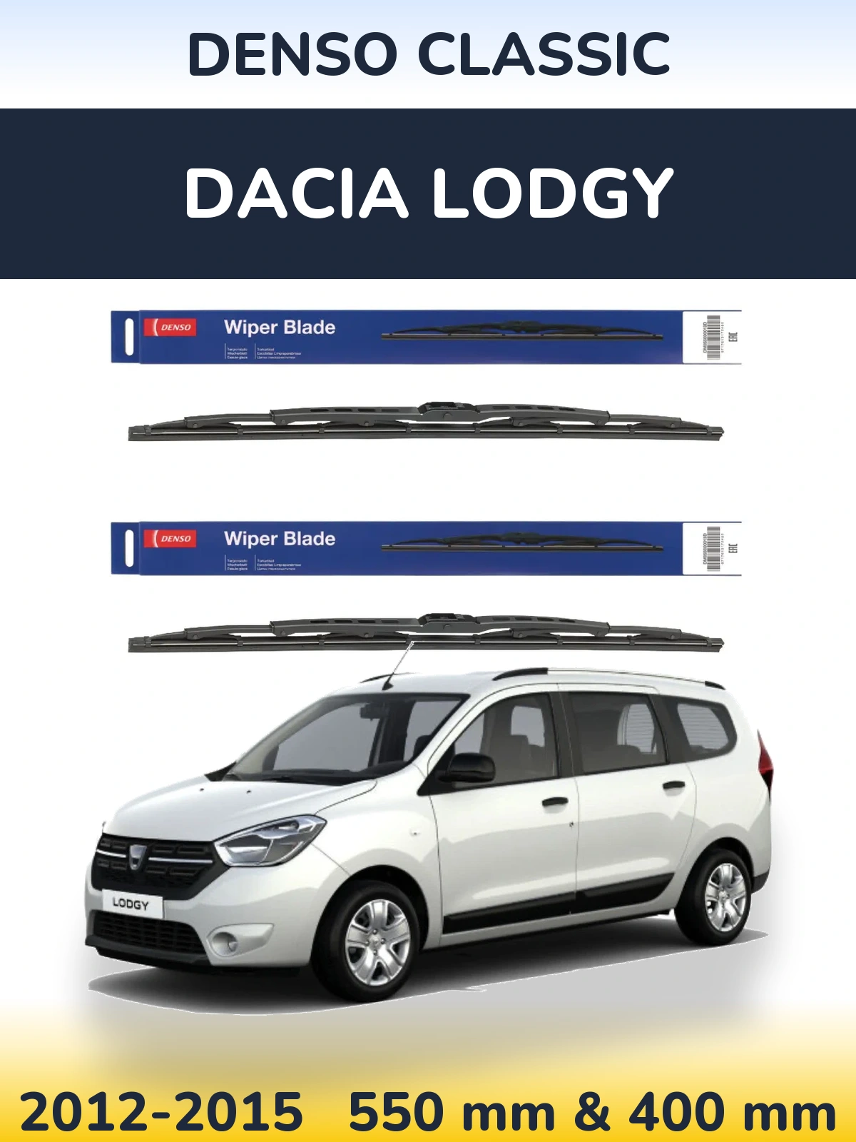 Komplet przednich wycieraczek Denso Classic 550 & 400 mm do Dacia Lodgy 2012-2015