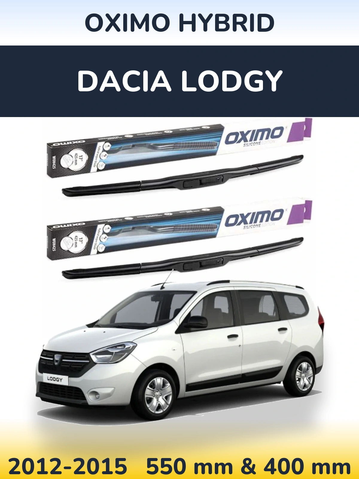 Komplet przednich wycieraczek Oximo Hybrid 550 & 400 mm do Dacia Lodgy 2012-2015