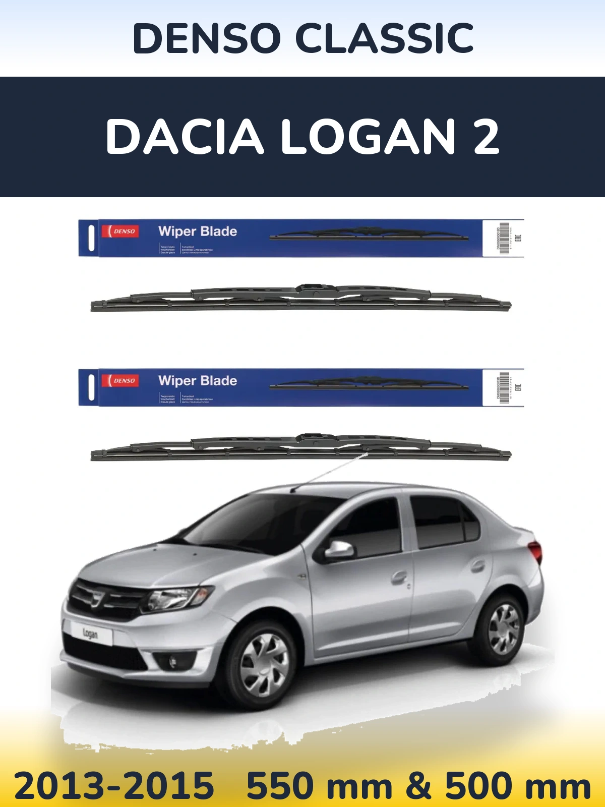 Komplet przednich wycieraczek Denso Classic 550 & 500 mm do Dacia Logan 2 2013-2015