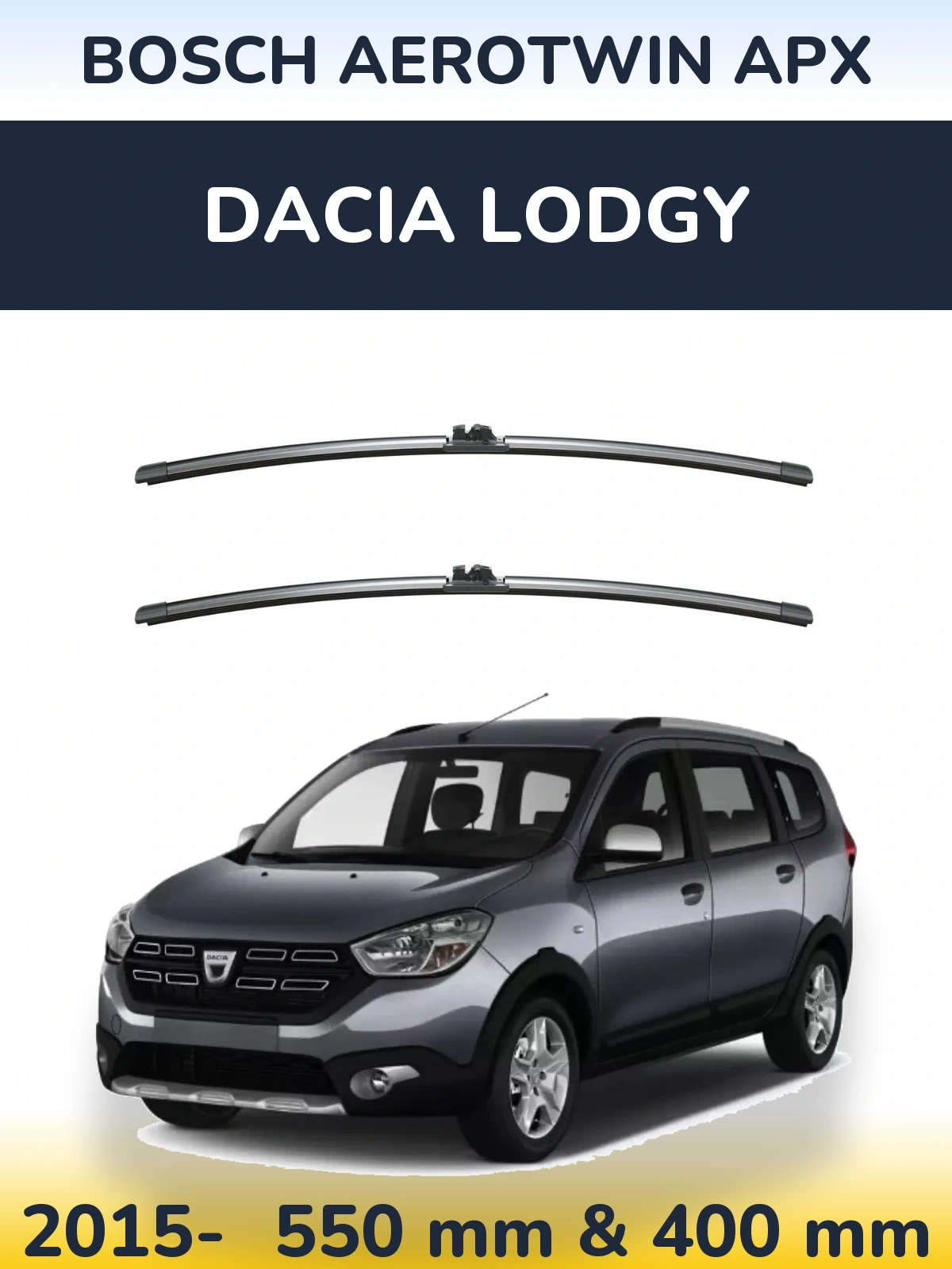Комплект передних дворников BOSCH AeroTwin APX 550 & 400 мм для Dacia Lodgy 2015-2026