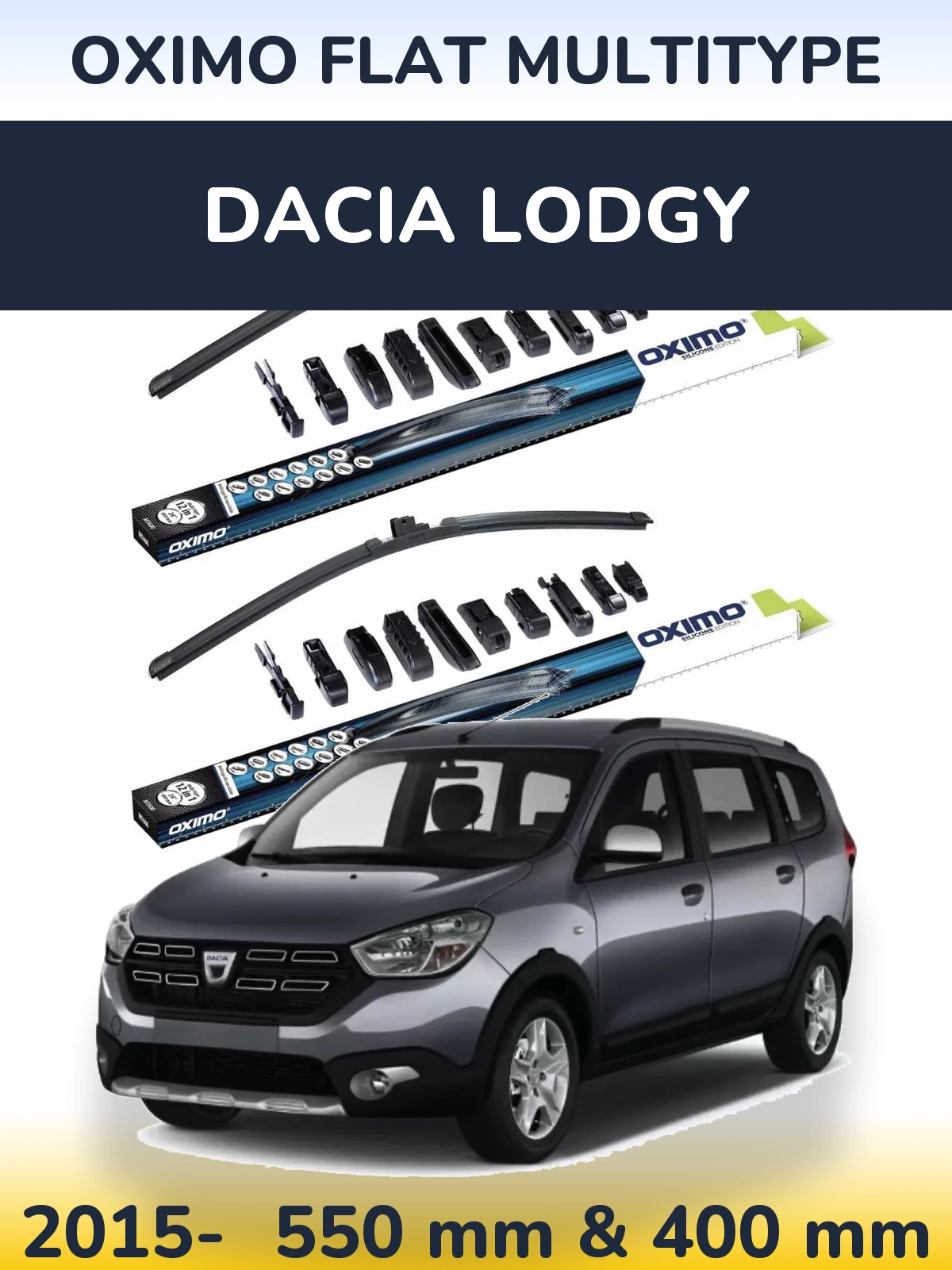 Komplet przednich wycieraczek Oximo Flat MultiType 550 & 400 mm do Dacia Lodgy 2015-2026