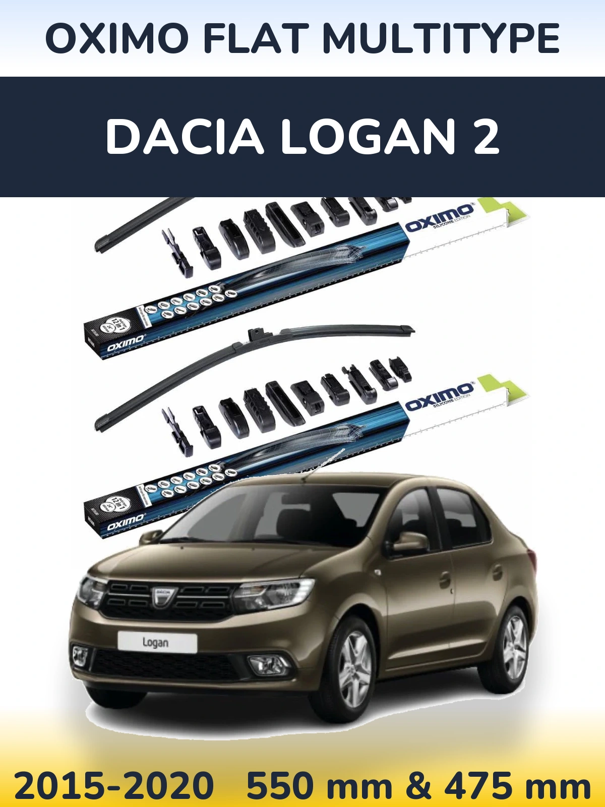 Komplet przednich wycieraczek Oximo Flat MultiType 550 & 475 mm do Dacia Logan 2 2015-2020