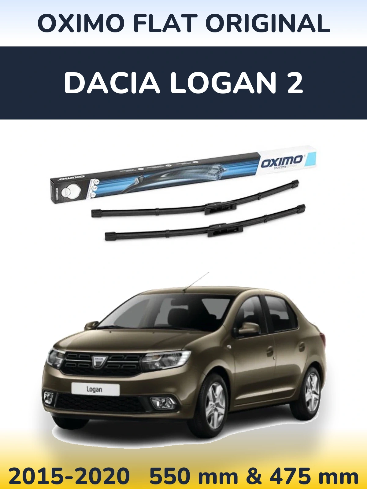 Komplet przednich wycieraczek Oximo Flat Original 550 & 475 mm do Dacia Logan 2 2015-2020