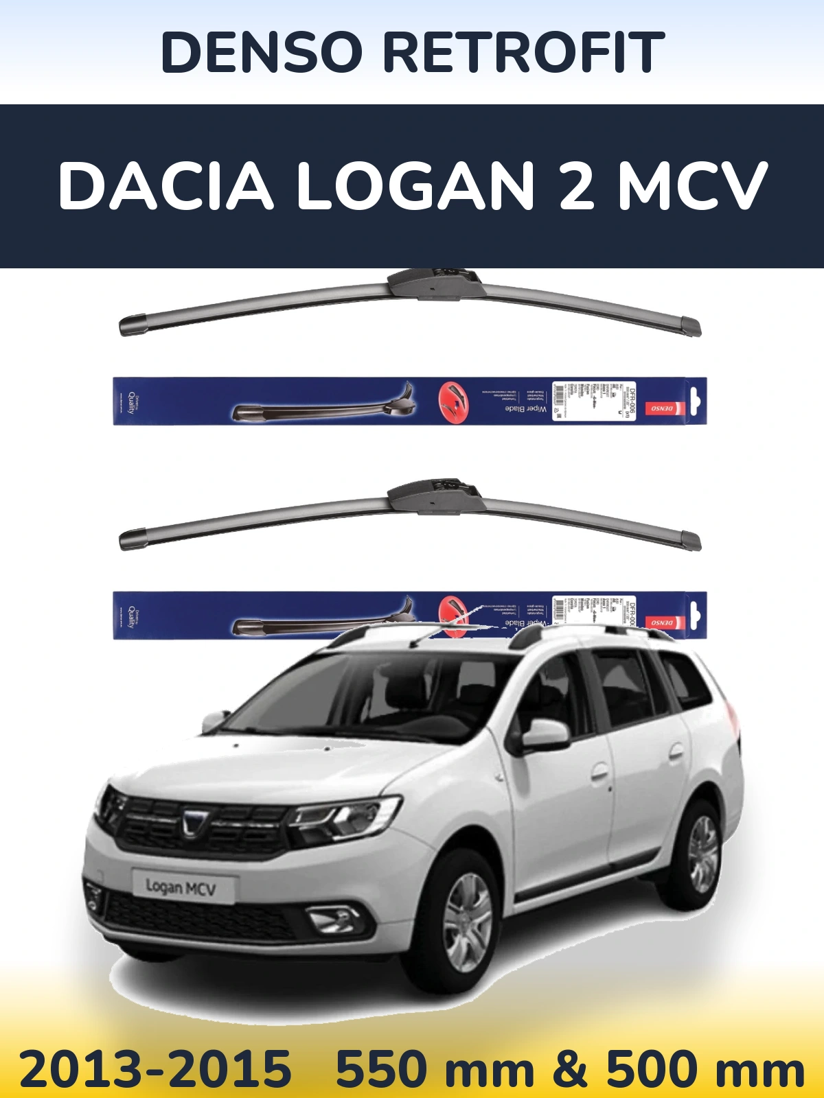 Комплект передніх щіток Denso Retrofit 550 & 500 мм для Dacia Logan 2 MCV 2013-2015