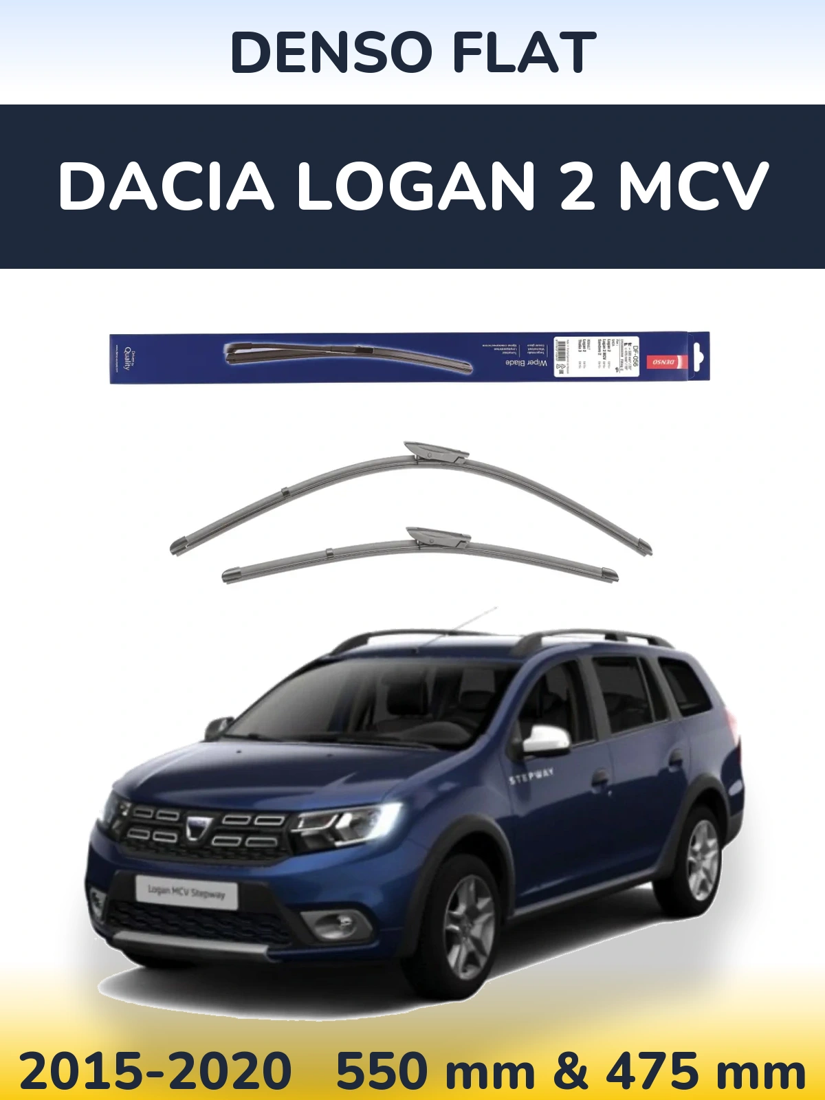 Komplet przednich wycieraczek Denso Flat 550 & 475 mm do Dacia Logan 2 MCV 2015-2020
