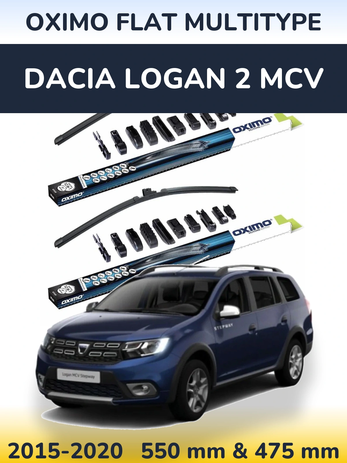 Komplet przednich wycieraczek Oximo Flat MultiType 550 & 475 mm do Dacia Logan 2 MCV 2015-2020
