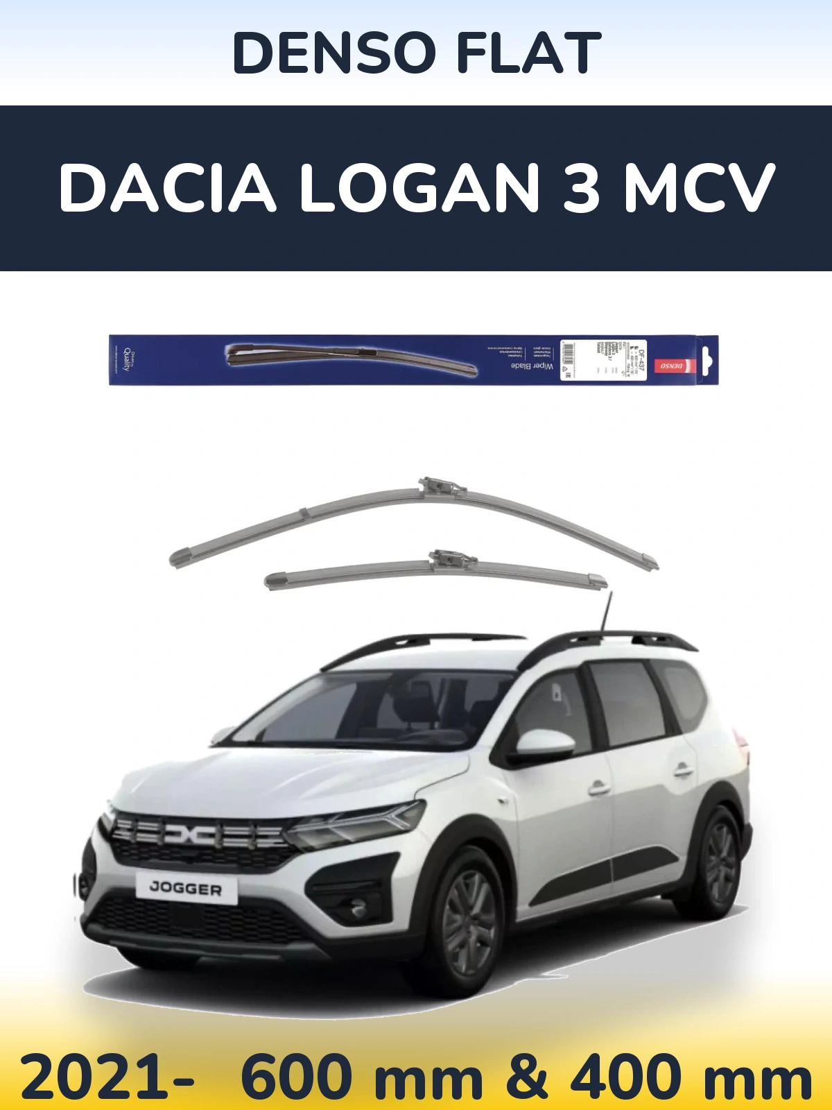 Komplet przednich wycieraczek Denso Flat 600 & 400 mm do Dacia Logan 3 MCV 2021-2026