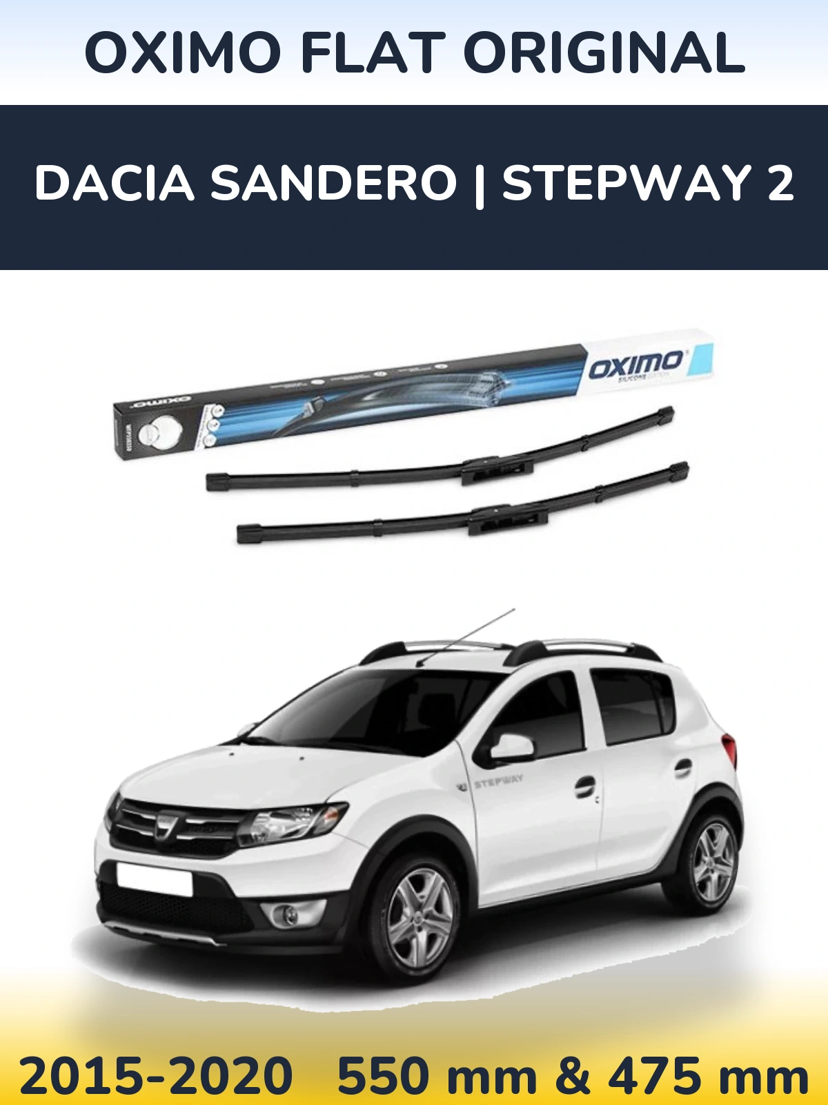 Komplet przednich wycieraczek Oximo Flat Original 550 & 475 mm do Dacia Sandero | Stepway 2 2015-2020