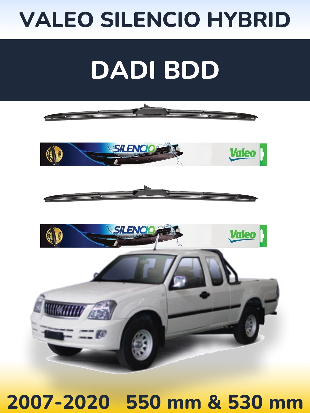 Комплект передніх щіток Valeo Silencio Hybrid 550 & 530 мм для Dadi BDD 2007-2020
